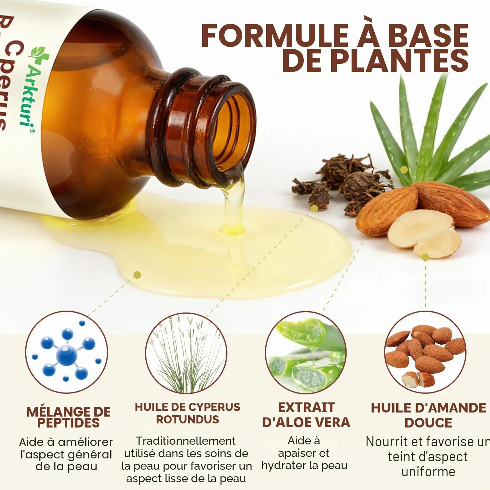 Huile de Souchet Anti Poils 60ml, Huile Cyperus Rotundus Oil, Huile Dépilatoire Naturelle
