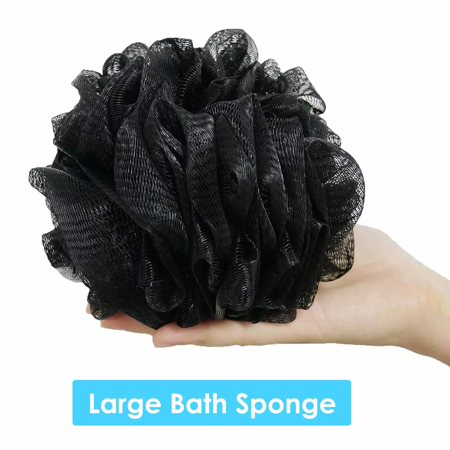 Éponge Fleur de Bain exfoliante pour Douche Hommes Femmes Noir Lot de 2