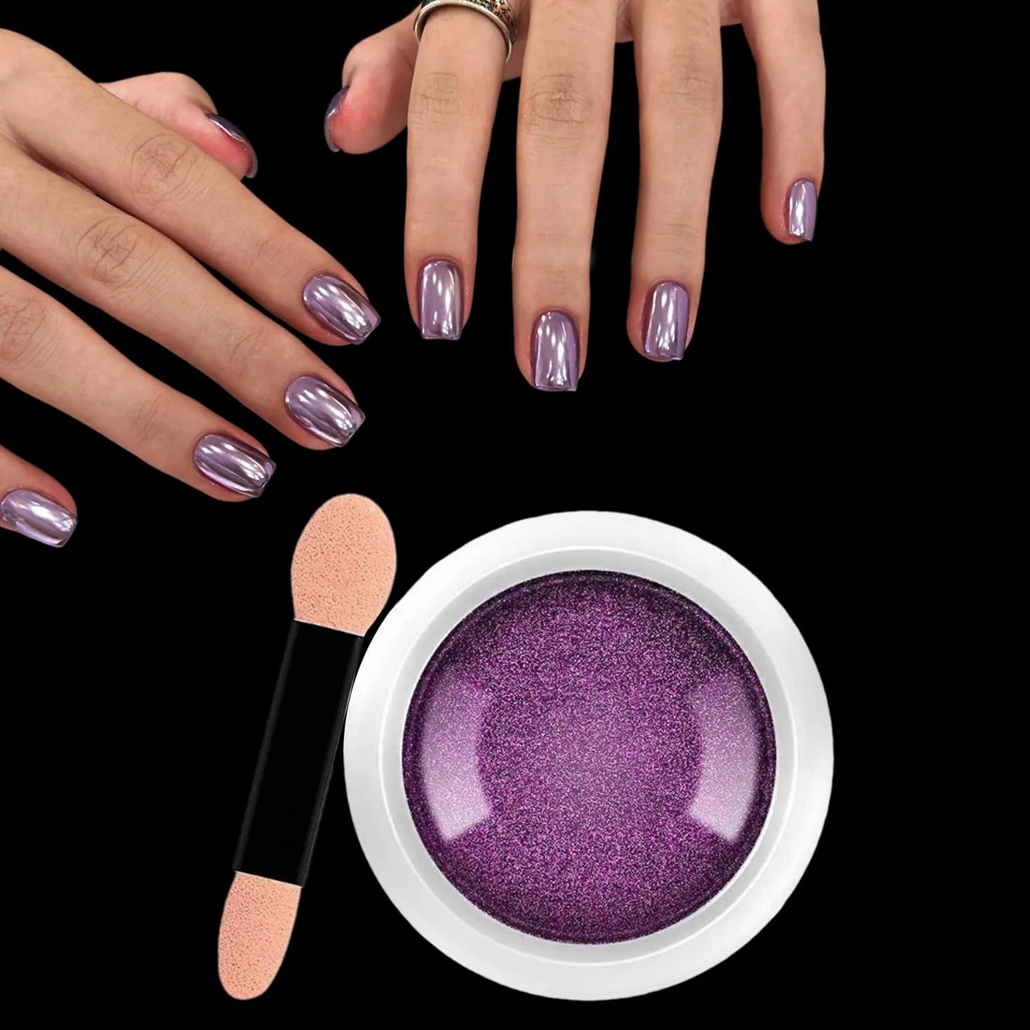 Poudre Chrome Ongle Rose Violet Effet Miroir Métallique Holographique Pigment Nail Art