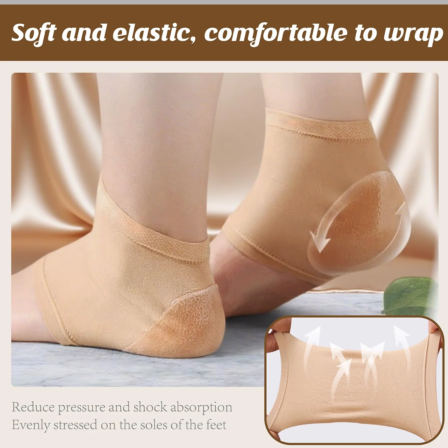 Chaussettes Hydratantes pour Talons en Gel Réutilisables - Traitement Talons Secs et Crevassés (Noir, Kaki)