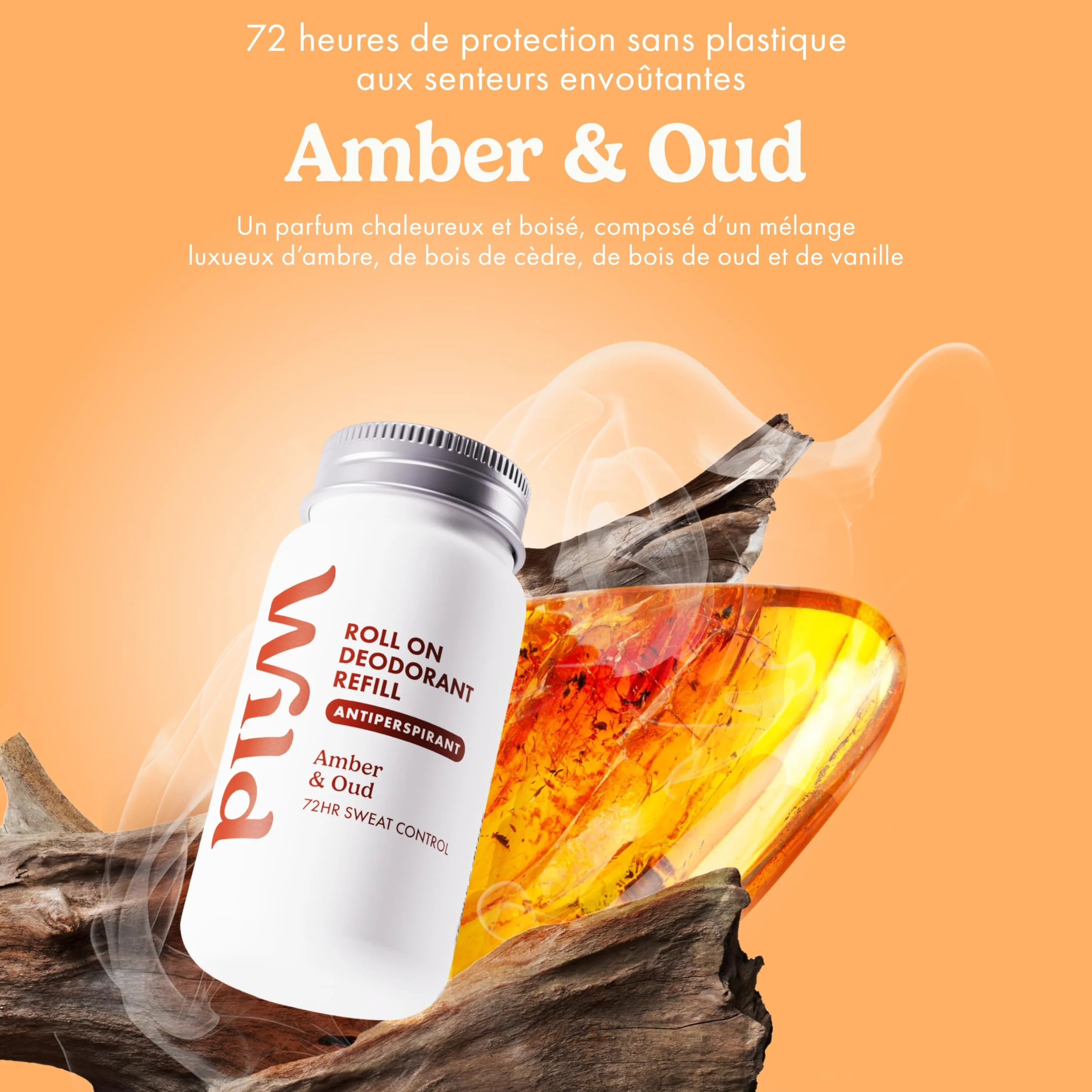 Wild Lot de Recharges de Déodorant Anti-Transpirant pour Homme - Protection 72 h - 90% d'Ingrédients Naturels et Vegan - Convient aux Peaux Sensibles - Amber & Oud, Thunderstorm, Cedar & Sandalwood