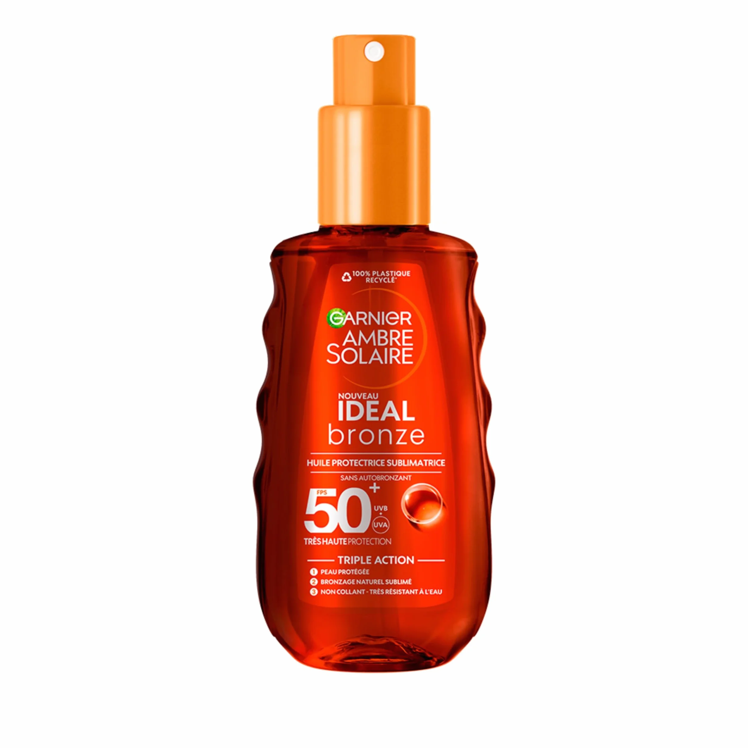 Garnier Ambre Solaire Ideal Bronze Huile Protectrice Sublimatrice Bronzage FPS 50+ Vitamine E 150 ml