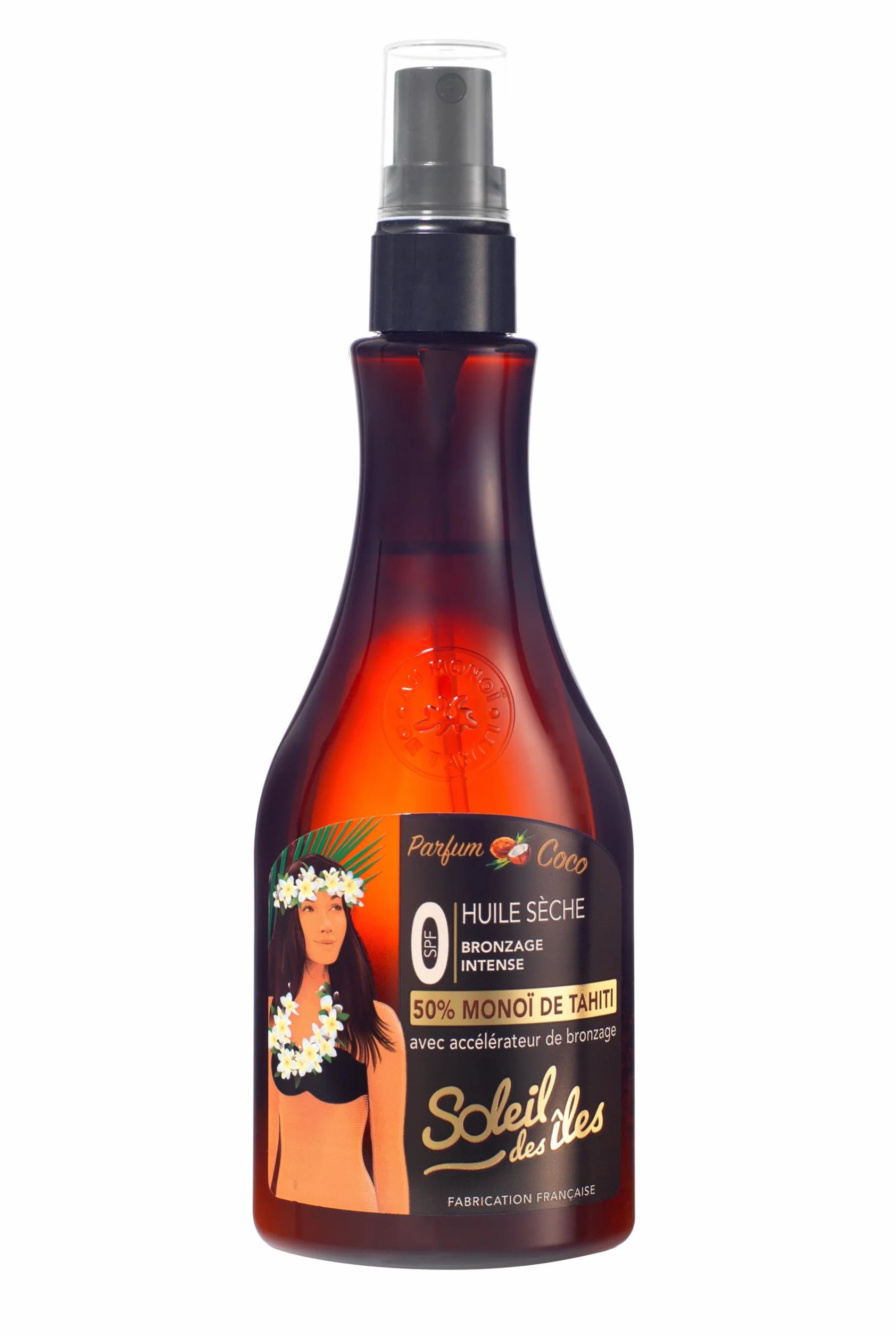 Huile Sèche Bronzante au Monoï de Tahiti 100% Naturel – Parfum Coco – Accélérateur de Bronzage – Fabriqué en France
