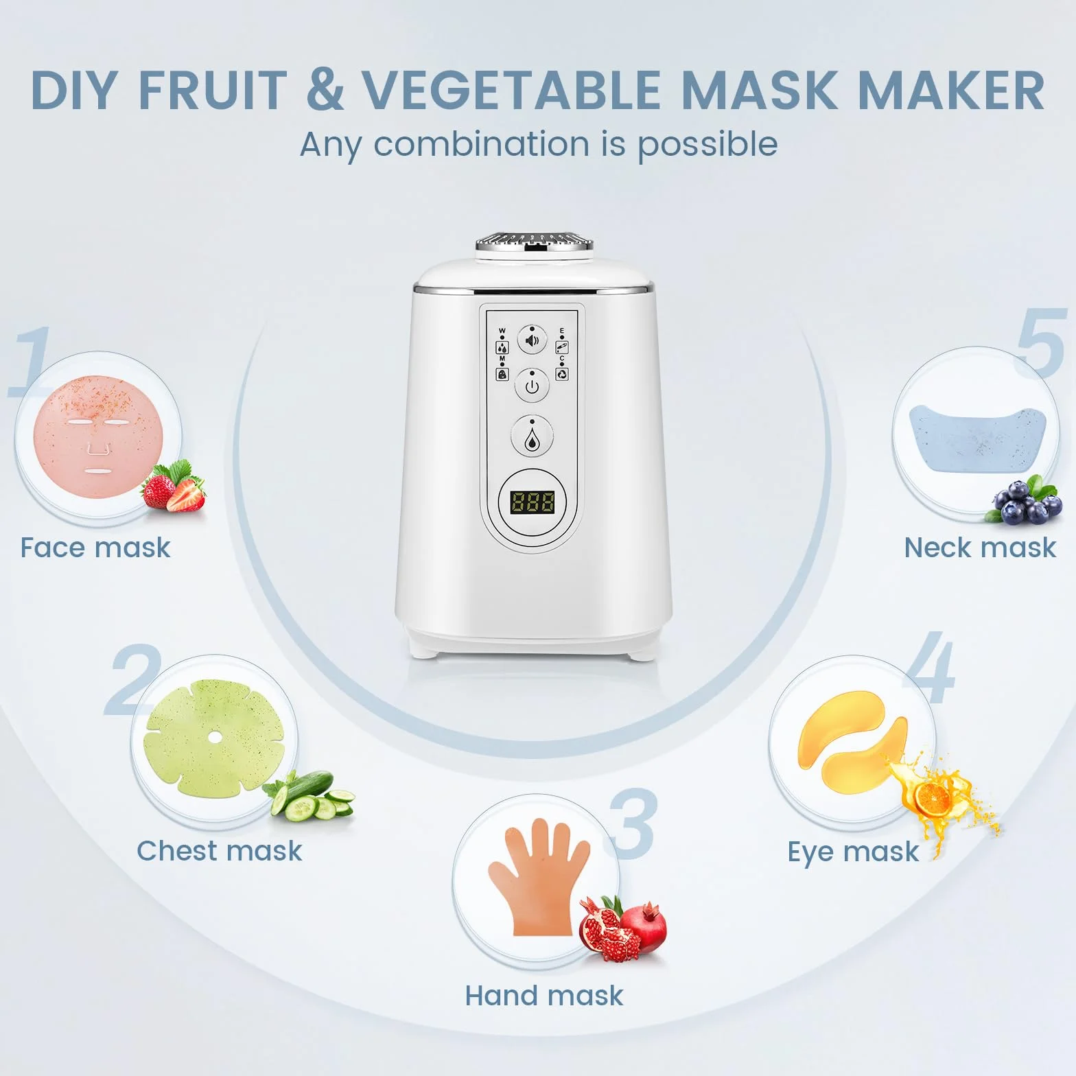 Machine à masques faciaux avec 32 pièces de collagène, masque naturel DIY, masques de vision à faire soi-même, voix intelligente, nettoyage automatique, cadeau pour les femmes