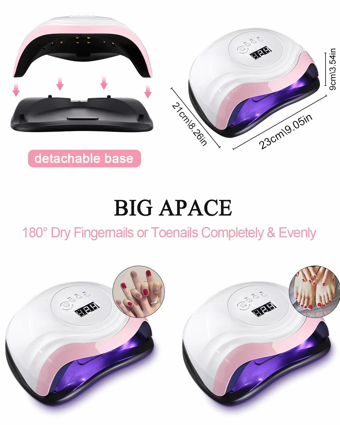 168W Lampe UV Sèche Ongles, Lampes à Ongles Professionnel,Séchage Rapide 4 Minuterie de 10s/30s/60s/99s,36 LEDs, Grand LCD Ecran Base Démontable