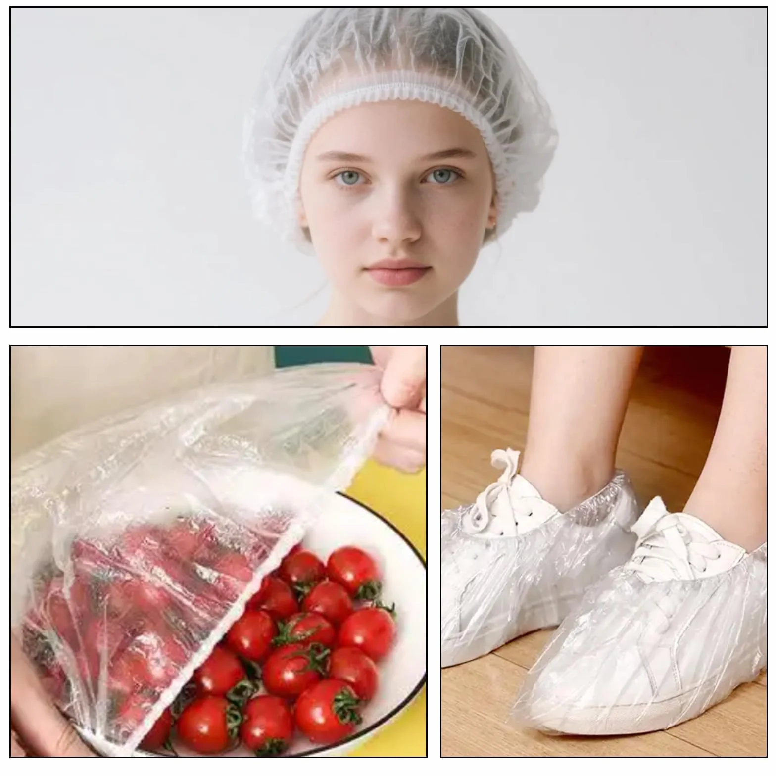 Bonnets de Douche Jetables 42cm Élastique Épais Protection Cheveux Plastique pour Hôtel Spa Salon