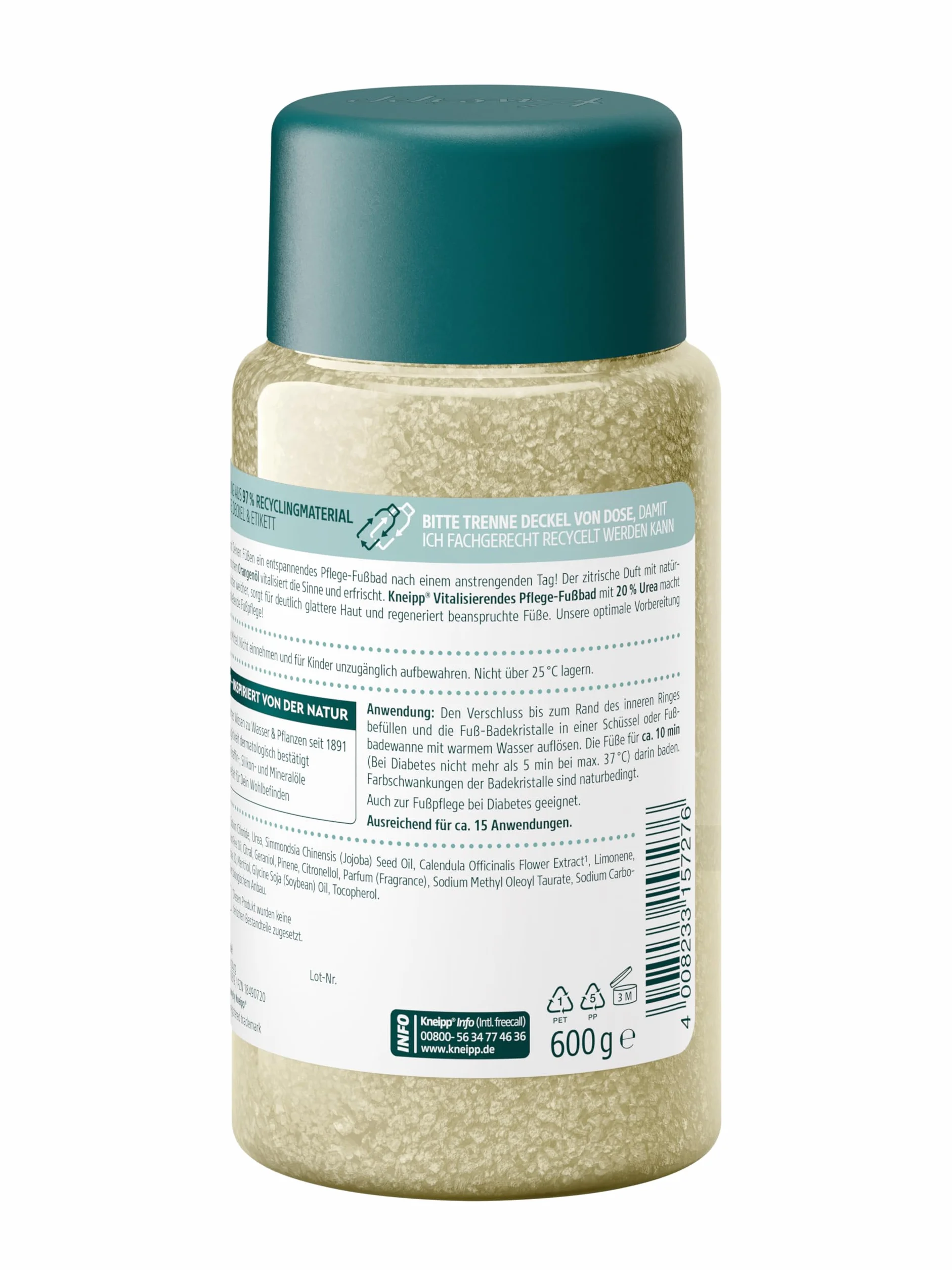 Kneipp Cristaux de bain de pieds Huile d'orange au calendula 600 g