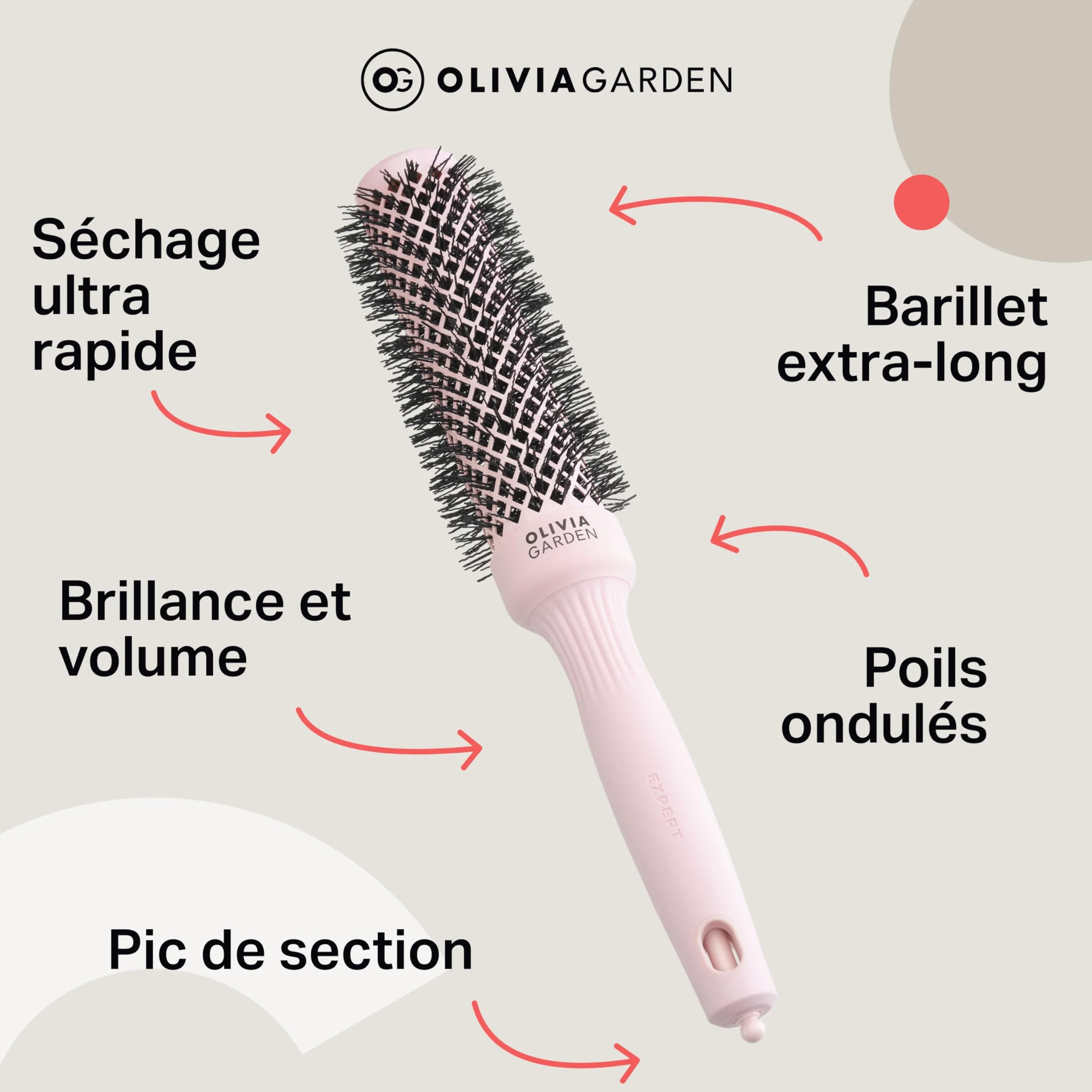 Olivia Garden Expert Blowout Speed Brosse Ronde Céramique Barrilet Extra Long