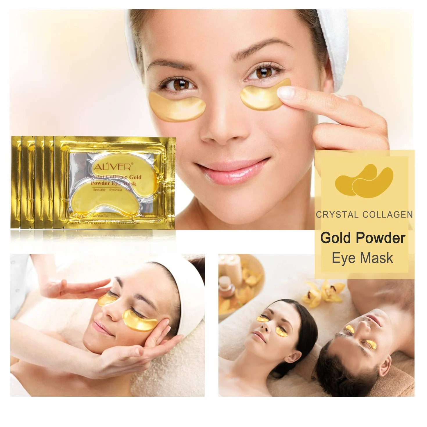 Masque oculaire 24K Gold, patch anti-âge, hydratant au collagène, sous le gel oculaire