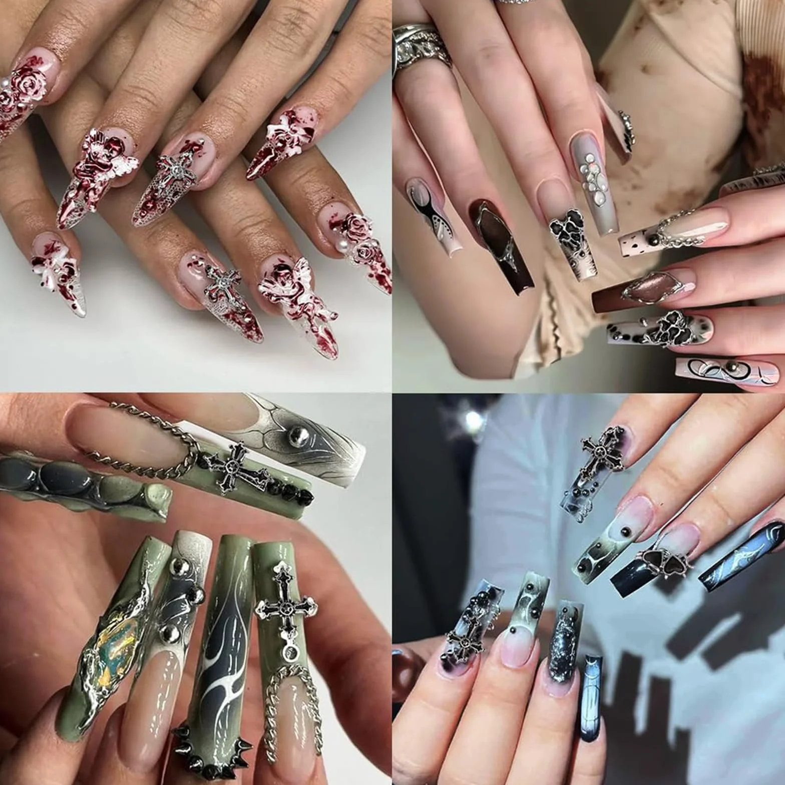 Charms Ongles Set 22 pièces Style Goth Style Y2K Halloween