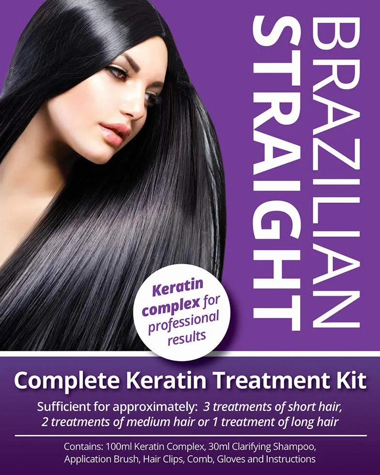 Kit de traitement à la kératine pour défrisage et brushing Brazilian Straight 100 ml