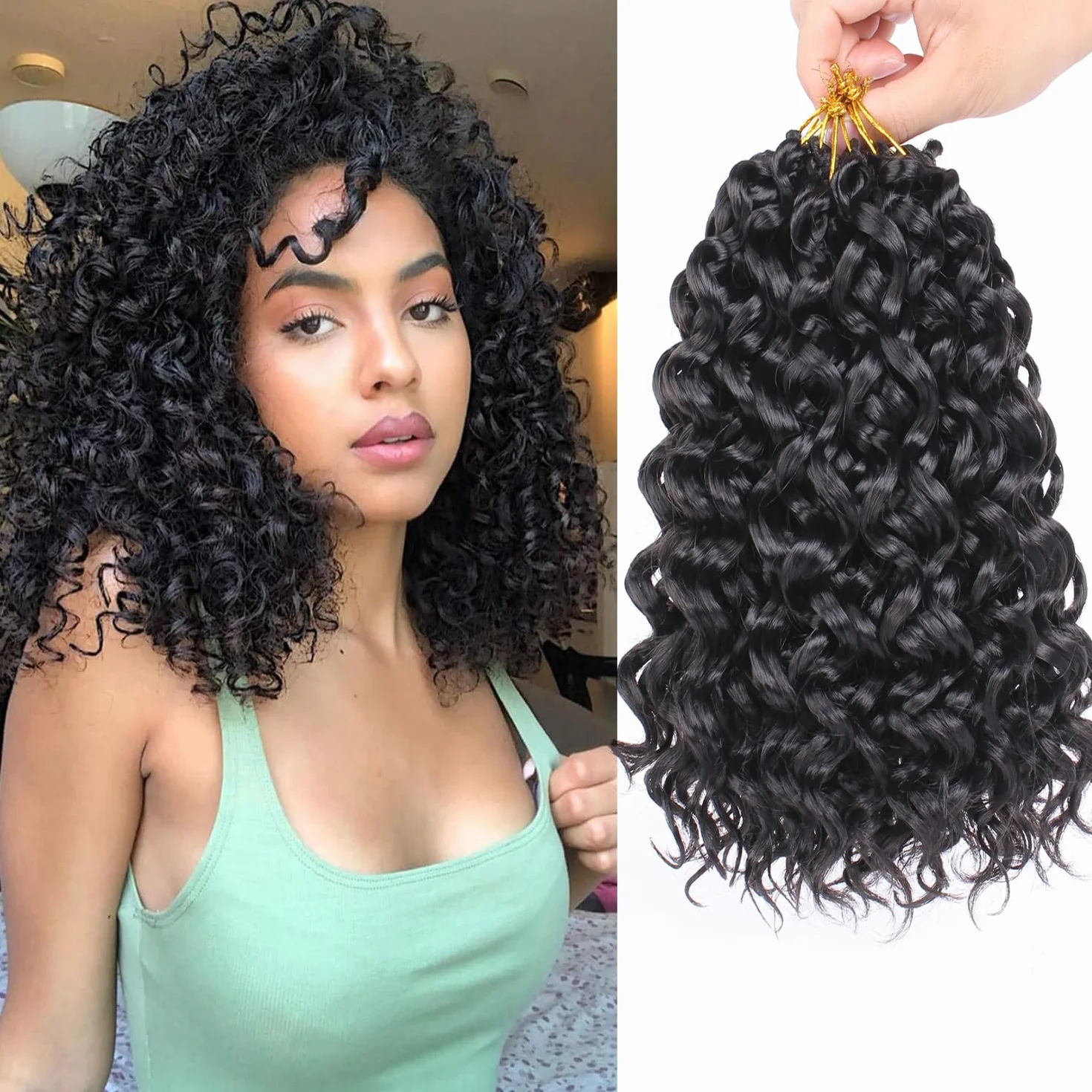 8 Packs GoGo Curl au Crochet cheveux 10 pouces court au Crochet cheveux bouclés pour les femmes Water Wave Beach Curl Deep Twist au Crochet tresses synthétique tresse Extensions de cheveux