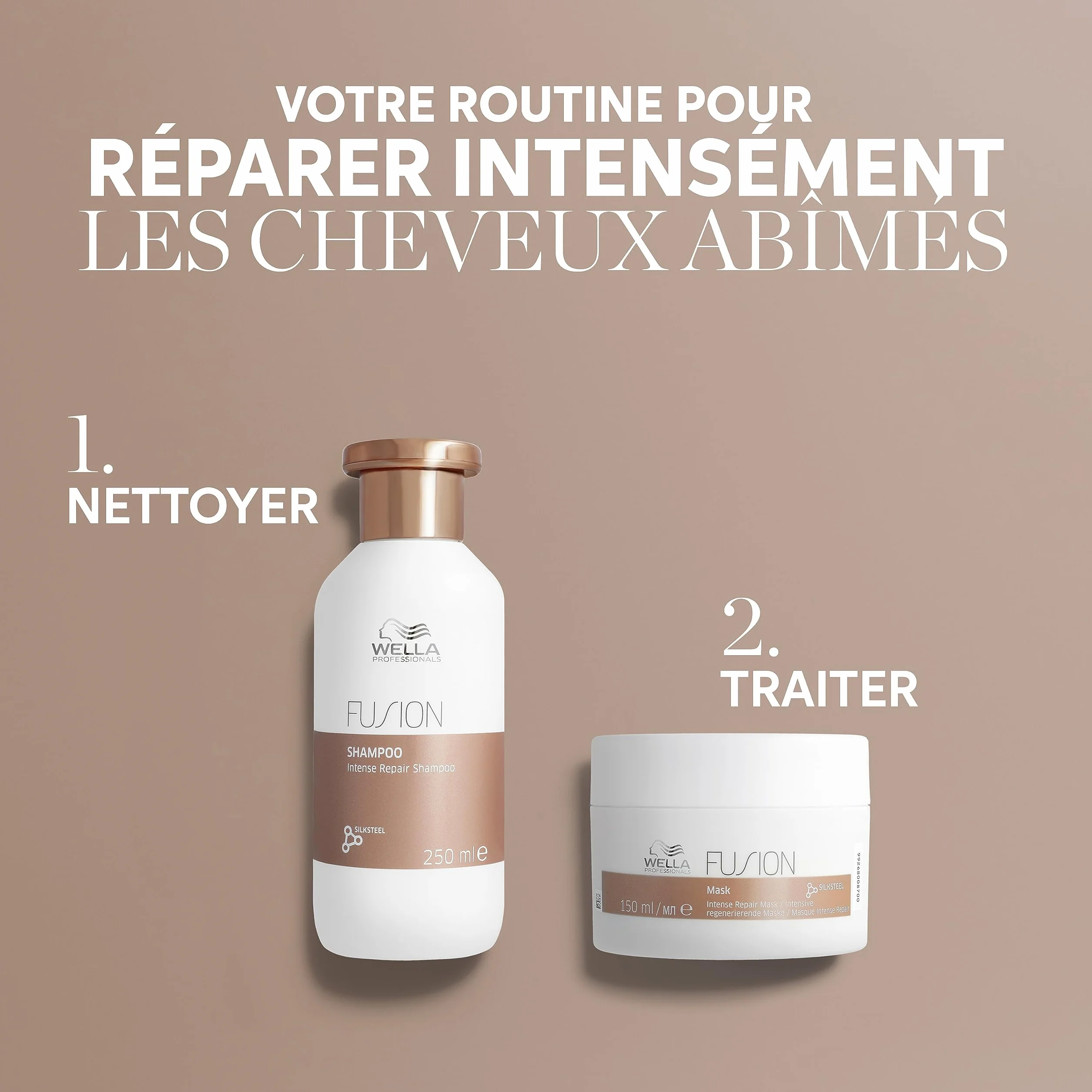 Wella Professionals FUSION Shampoing Réparation Intense Cheveux Secs Abîmés Brillance