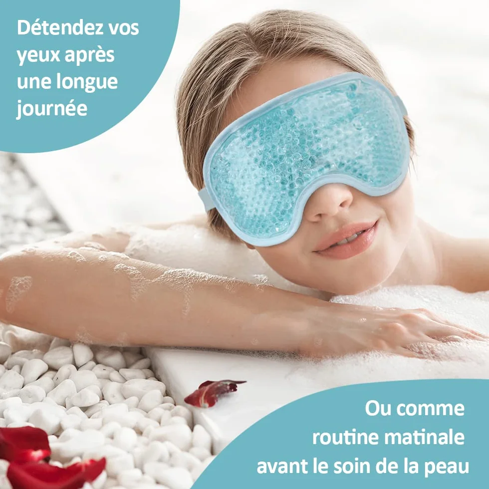 Masque pour les yeux réutilisables avec perles de gel, thérapie haute et basse température, rafraîchissant yeux gonflés secs maux de tête