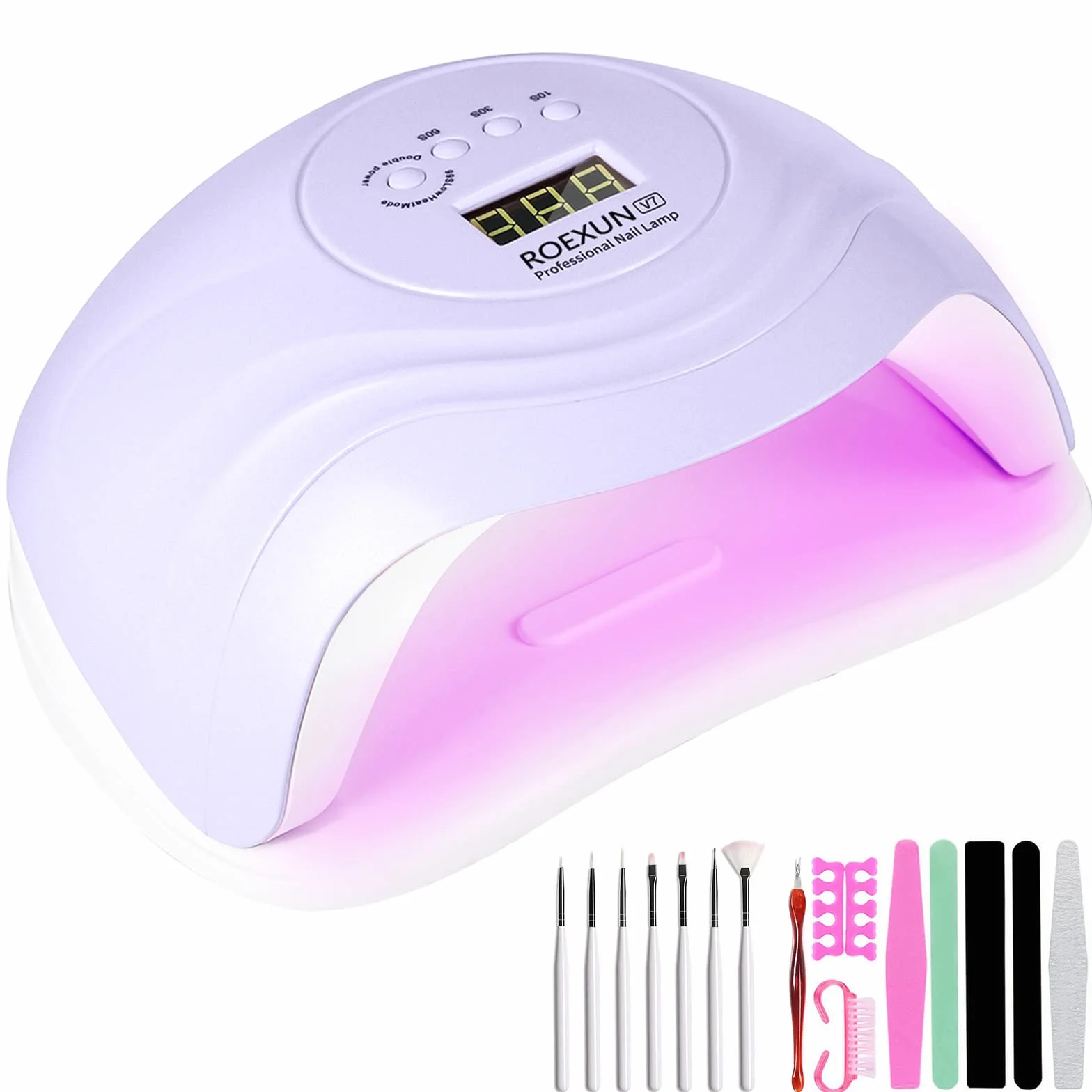 Lampe UV Sèche Ongles,168W Portable UV LED Séchoirs à ongles et lampes UV Automatique,Séchage Rapide 4 Minuterie,avec Capteur Automatique et LCD Ecran Lampe UV Ongles Gel Pour Toutes Les Gels Violet