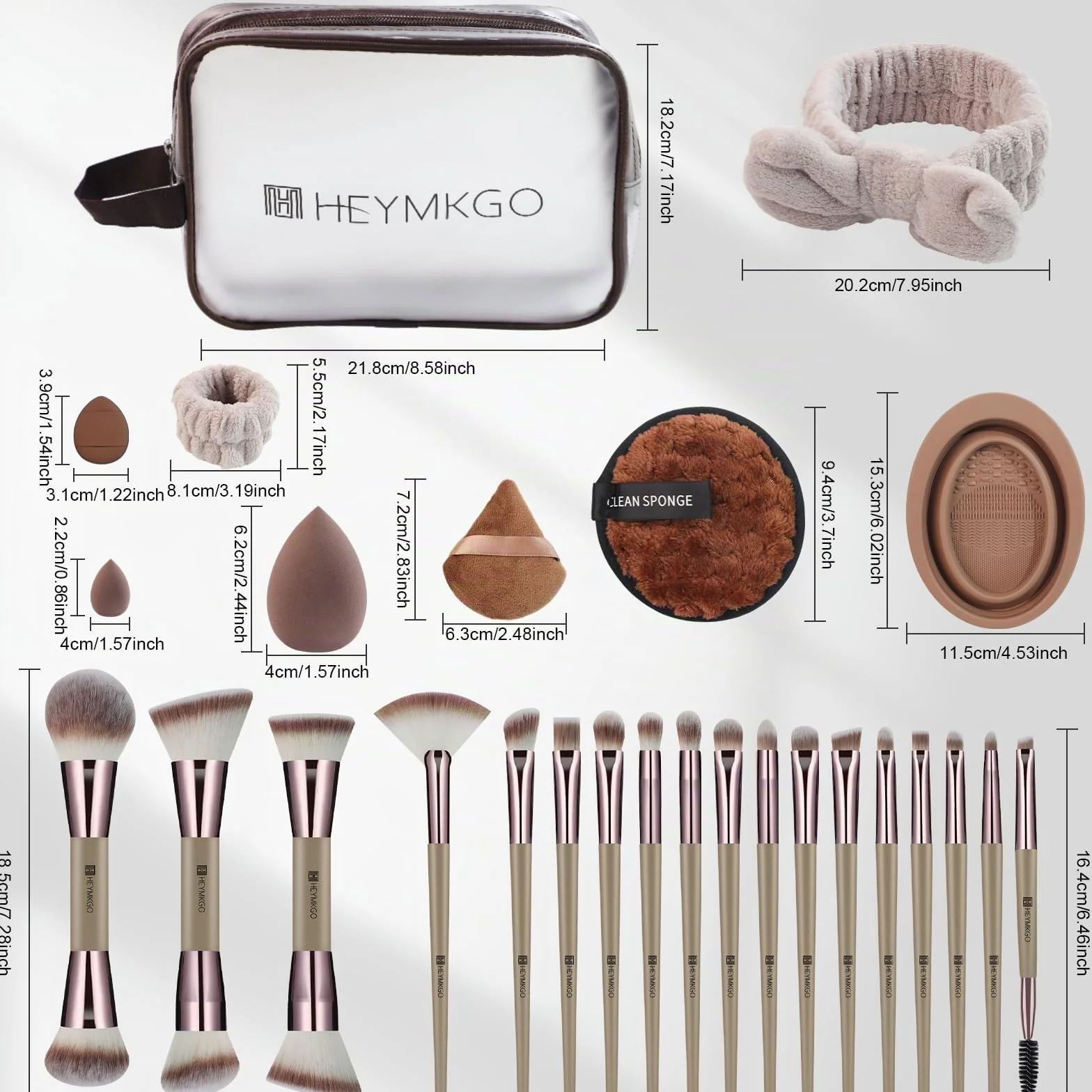 HEYMKGO Kit de 40 Pinceaux de Maquillage Professionnels - Set Complet Pinceaux Double Face