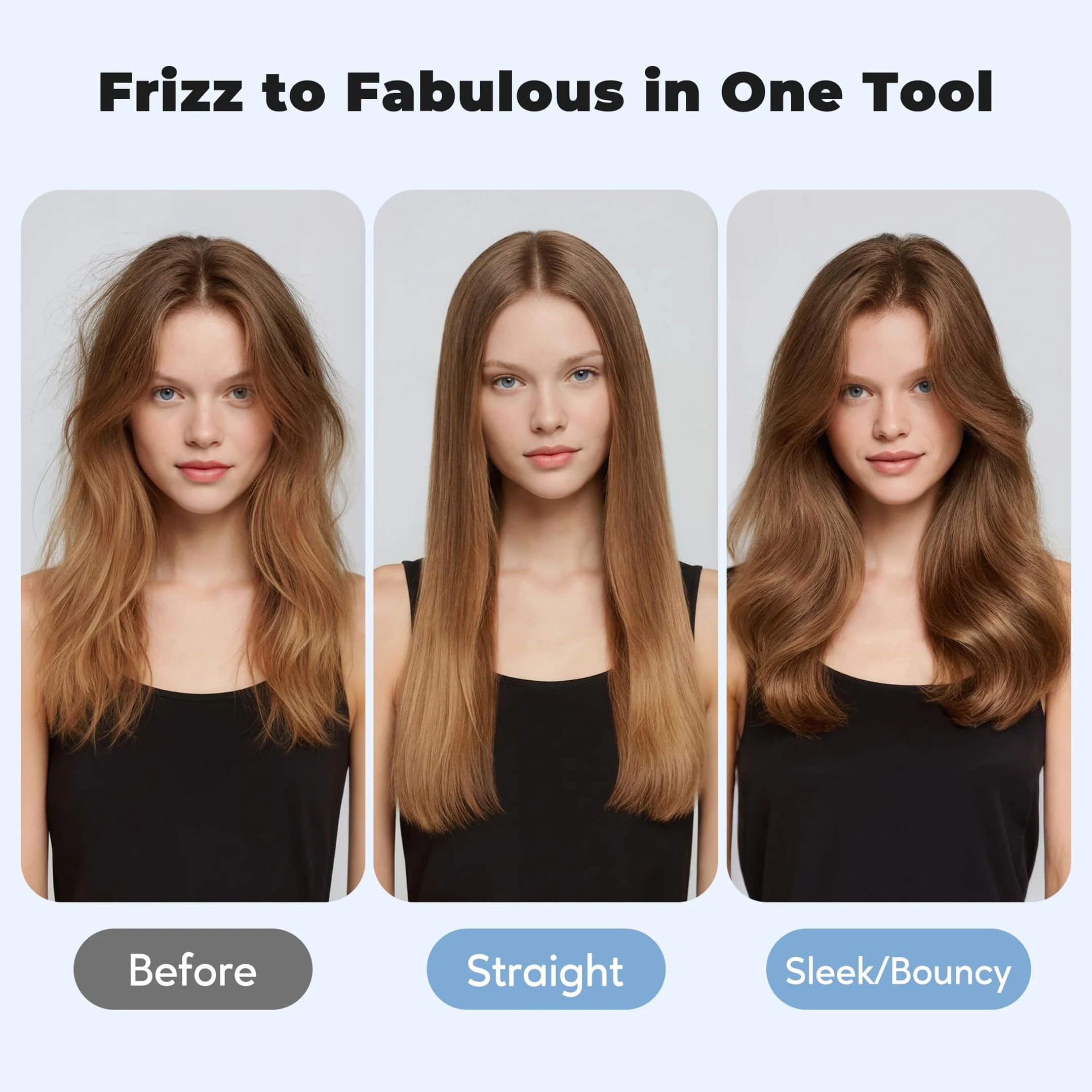 Farery Thermal Brush, 60mm Brosse Thermique Brushing, Tourmaline Céramique Ionic Brosse Chauffante, Brushing Chauffante, 5 températures Hot Brush, double tension