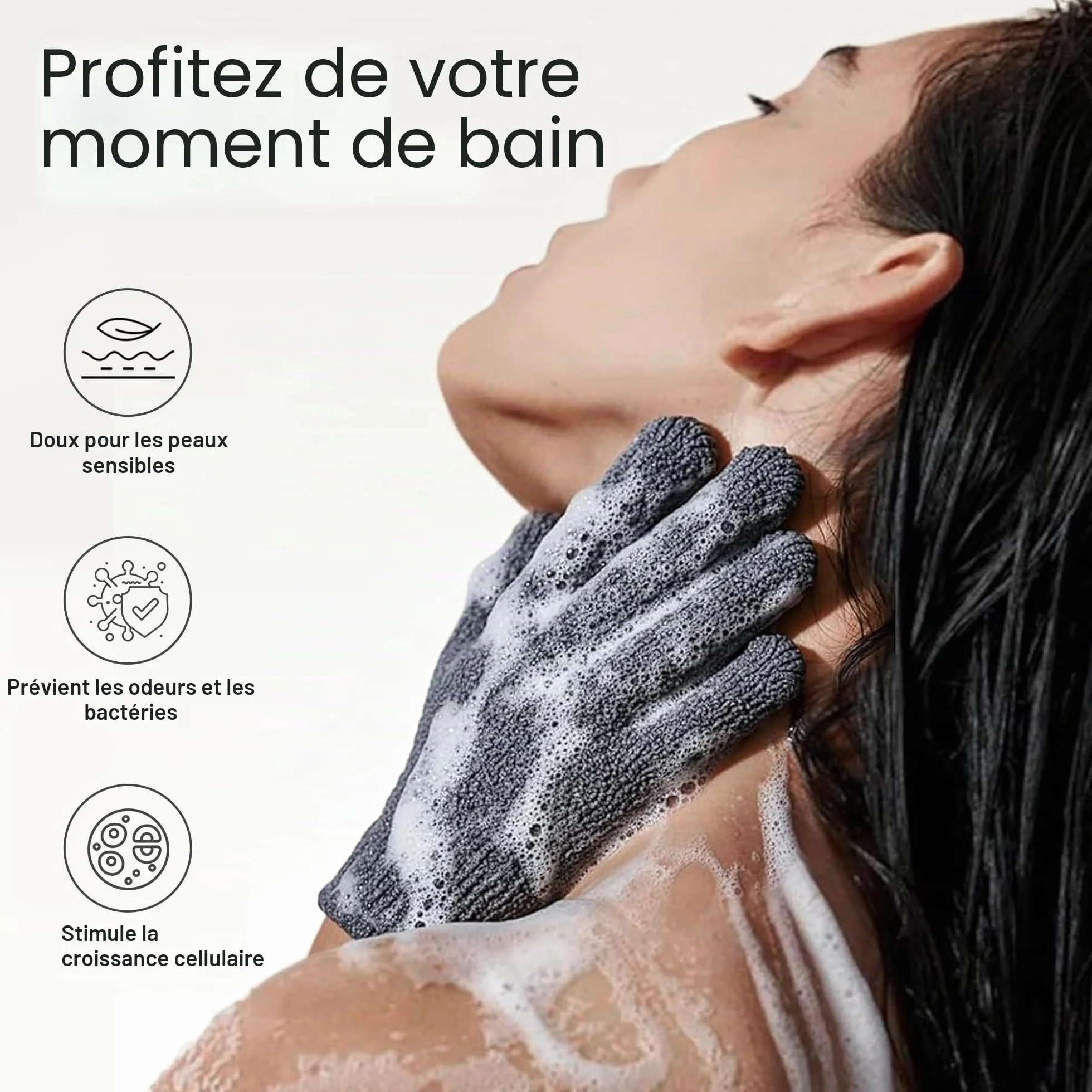 Yiclick 4 Pièces Gant Exfoliant Corps Hammam Gommage Visage Soie Corps Body Scrub Fleur Douche Eponge Loofah Bain Brosse