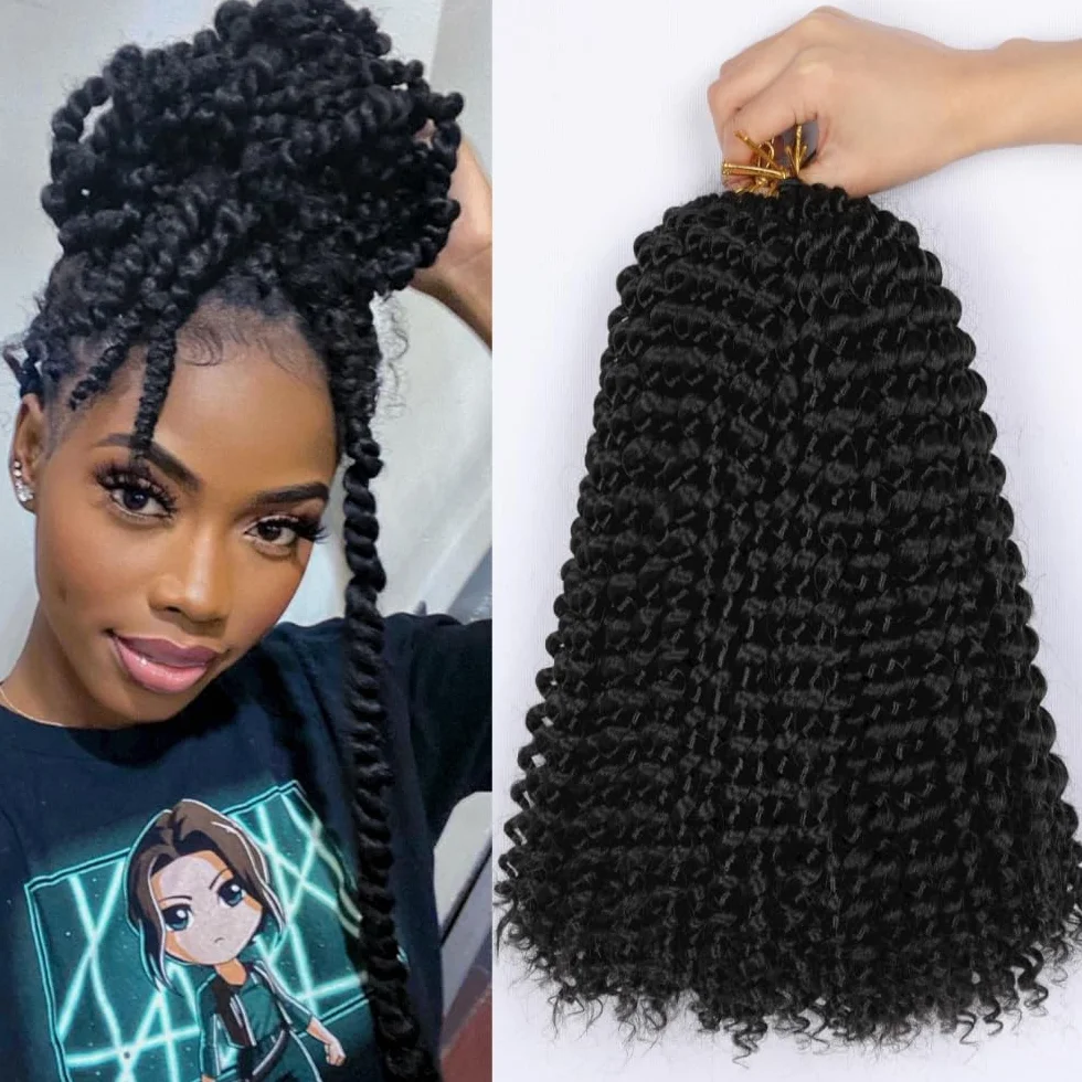 Passion Twist Hair, 7 Packs 12 Pouces Crochet Braids Meches Pour Tresses Africaine Water Wave Pour YDDM Hair Extension 1B#