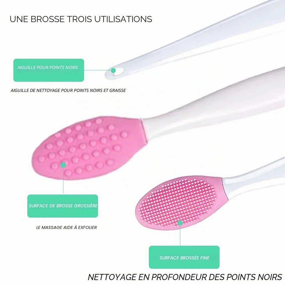 Pinceau à Lèvres Exfoliant Double Face en Silicone 4 Pièces