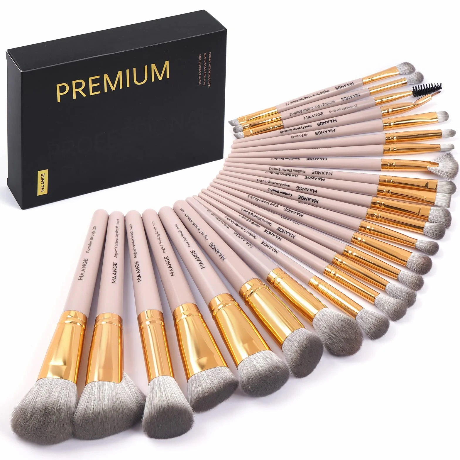 Set de pinceaux de maquillage, 25 pinceaux professionnels pour le maquillage, fond de teint, visage, yeux, lèvres, pinceau pour fard à paupières, set avec boîte cadeau noire