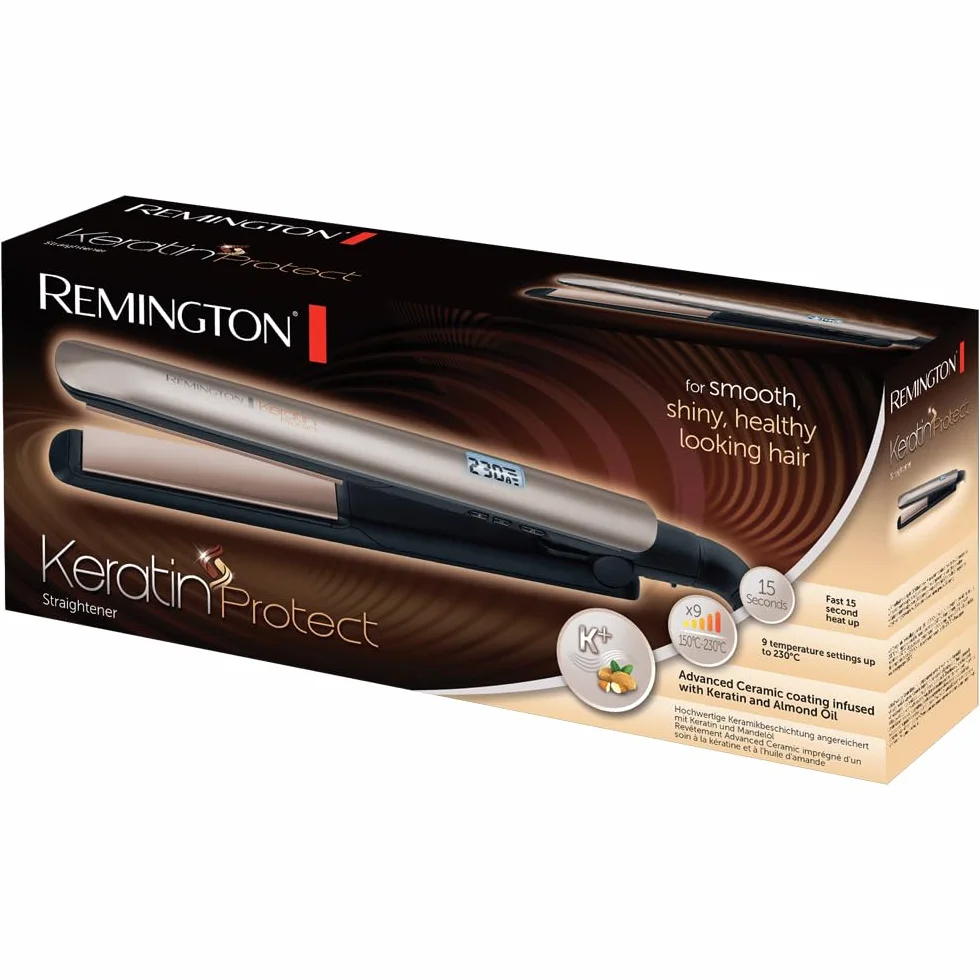 Remington Fer à lisser S8540 Kératine Huile d'amande Céramique 10 réglages 150-230°C