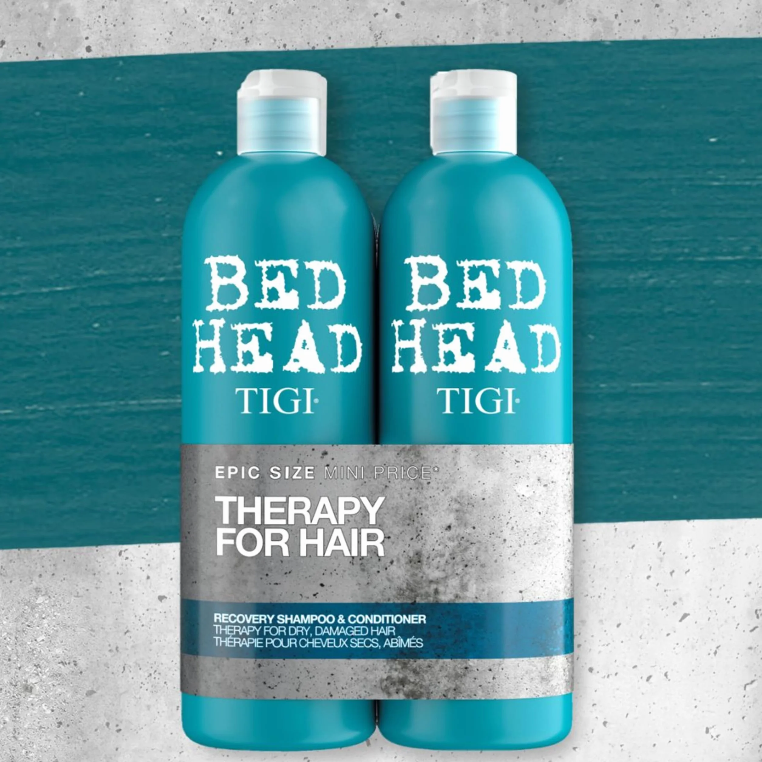 Bed Head by TIGI Recovery Shampoo & Conditioner Set, duo shampoing et après-shampoing hydratant 2 x 750 ml pour cheveux secs et abîmés, soin anti-frisottis et protection couleur