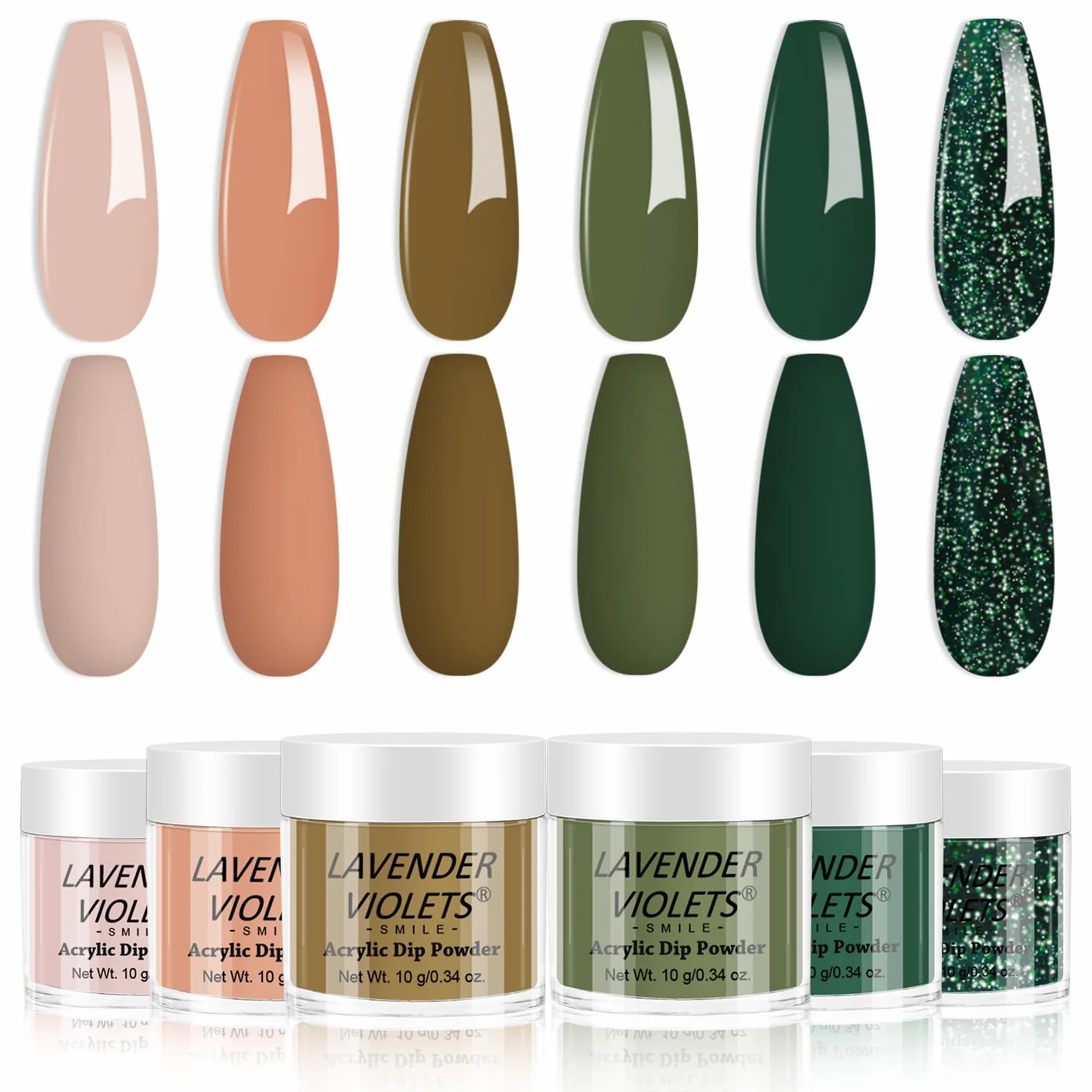 Lavender Violets 6 Couleurs Dip Powder Acrylique Manucure French Nail Art Poudre de Trempage Grande Capacité Poudre pour Ongles DIY JS207