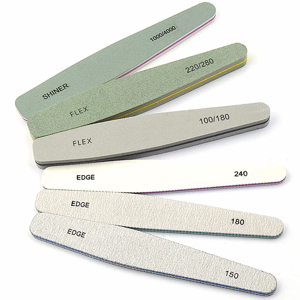 Lime à ongles professionnelle Double face 100/150/180/220/240/280/1000/4000 Grain Nail Buffer File Block