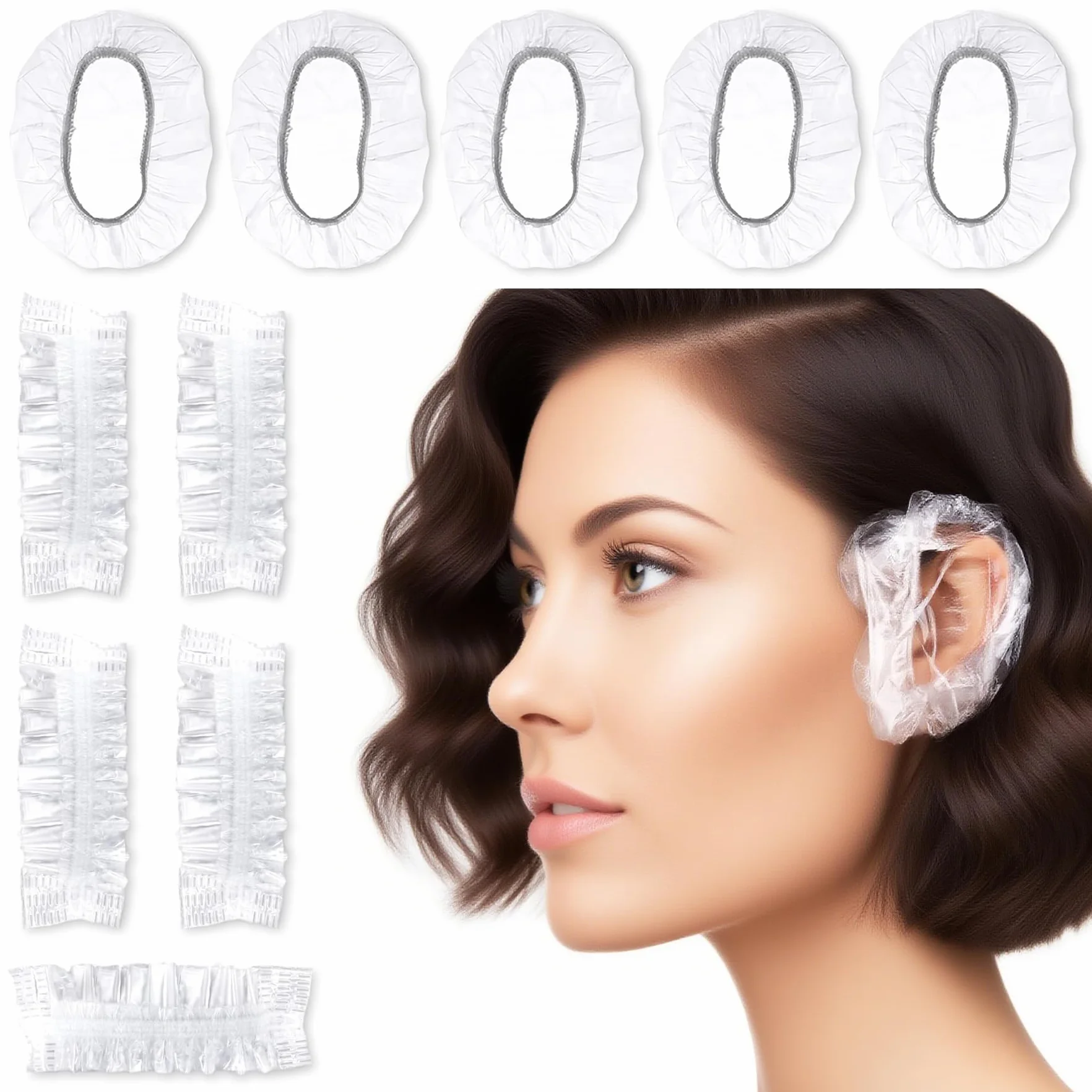 Bonnets douche jetables transparents plastique pour adultes salons coiffure bains