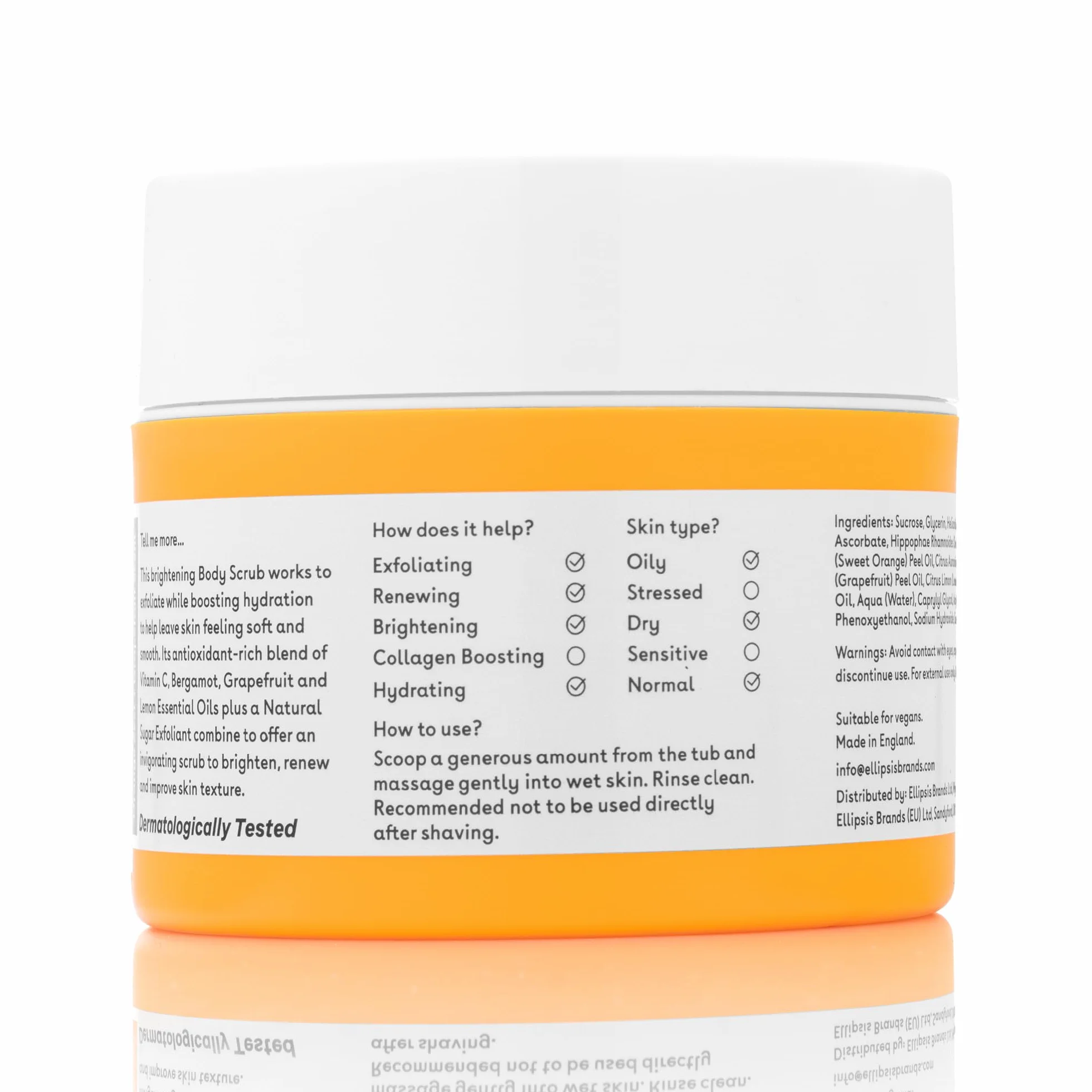 Gommage corporel à la vitamine C exfoliant éclaircissant hydratant au sucre 200 ml