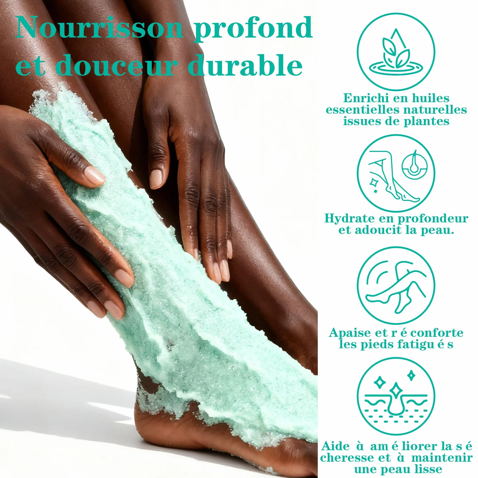 Gommage Corps & Pieds Naturel au Sel Marin, Arbre à Thé & Menthe Poivrée – Exfoliant Hydratant pour Peau Sèche, Talons & Callosités, 300g