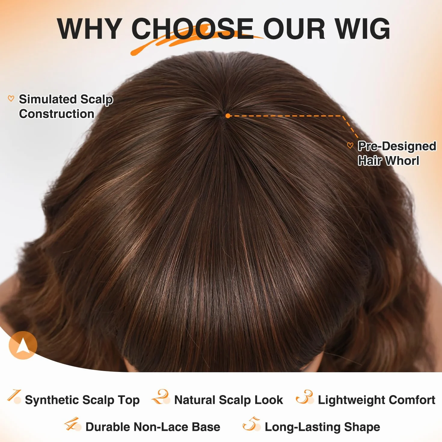 WIGNEE Perruque Carré Ondulée Courte avec Frange – Blond Ombré/Mèches, 30cm Fibre Synthétique Résistante à la Chaleur, Perruque Sans Colle Bouclée Naturelle pour Femme, Usage Quotidien & Fête