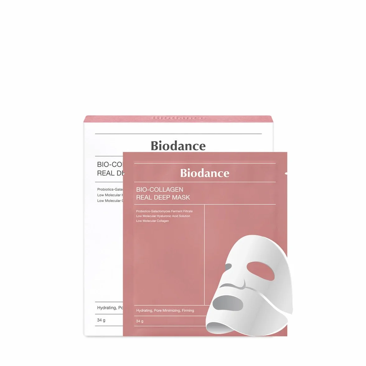 Biodance Bio Collagen Masque Visage Hydratant Raffermissant Acide Hyaluronique Niacinamide Galactomycètes 4 Feuilles