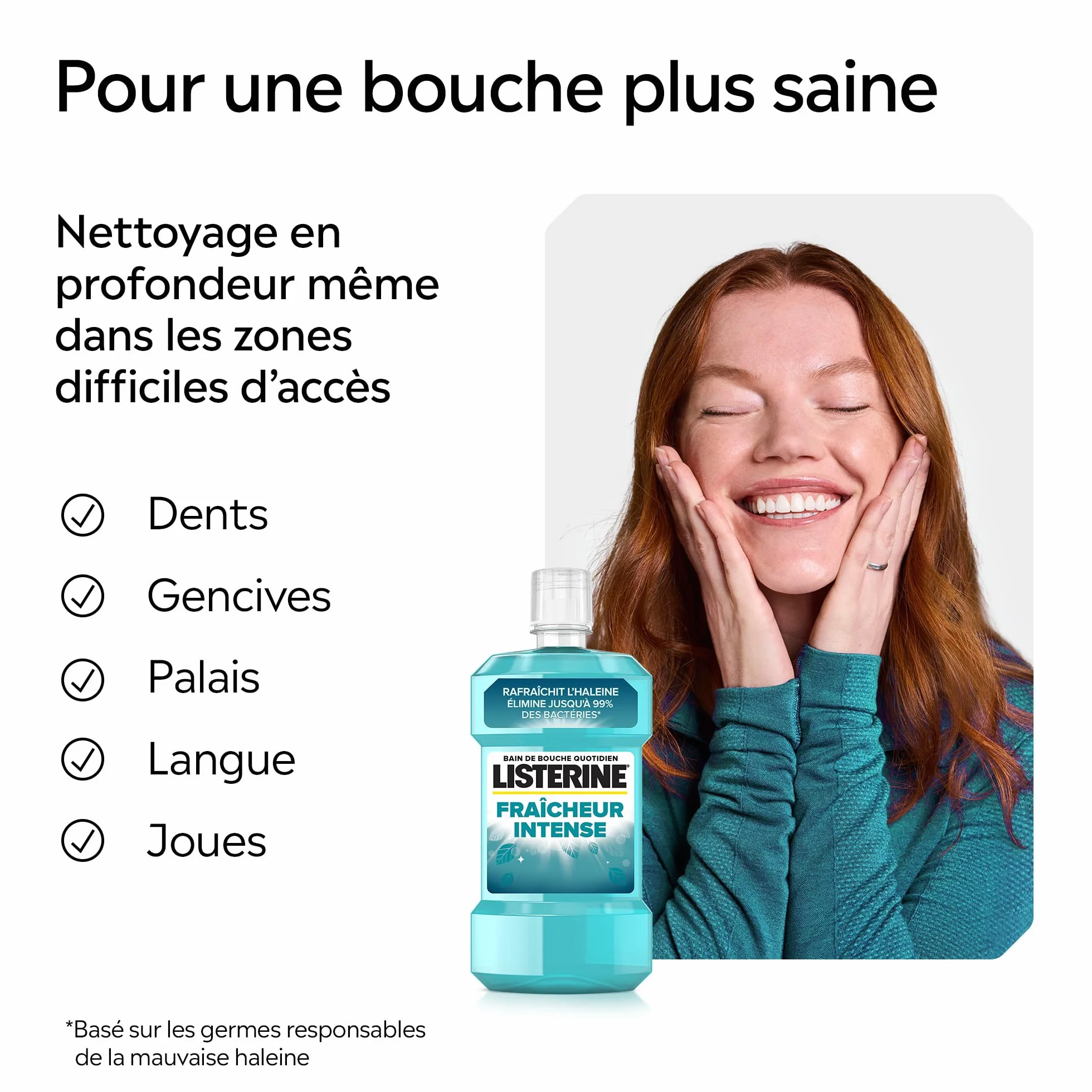 Listerine Bain de Bouche Quotidien Fraîcheur Intense 500 ml – Soin bucco-dentaire anti-plaque