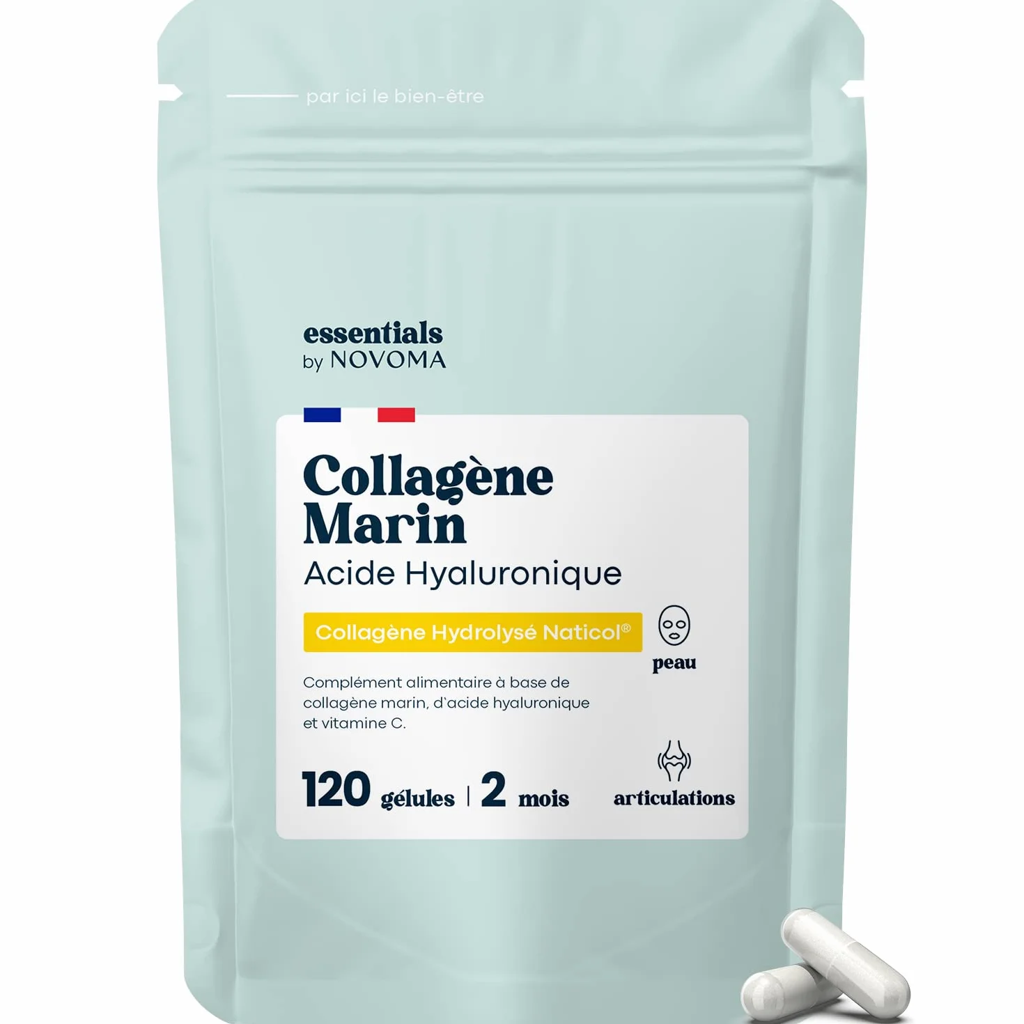 Novoma Essentials Collagene Marin Acide Hyaluronique Vitamine C 120 Gélules Peau Articulations
