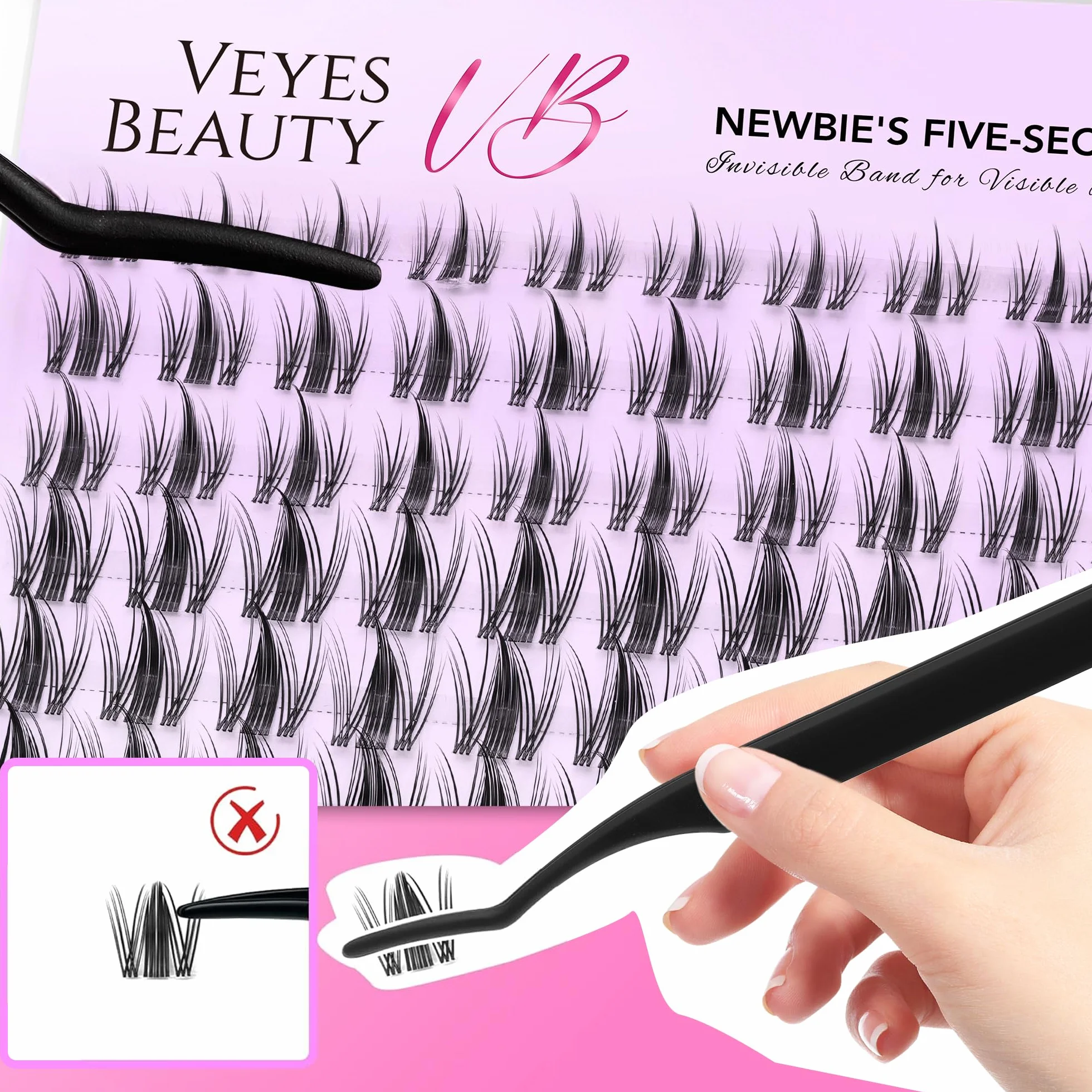 VEYESBEAUTY Faux Cils Kit Extension Cils Individuels Volume Russe Cluster Lashes Mixte DIY Manga Kit 8-18mm