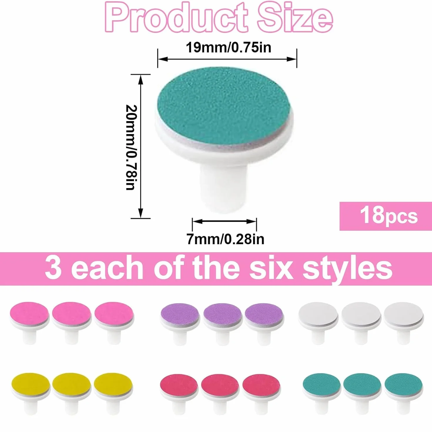 HORREX 18 Pièces Lime à Ongles Électrique Têtes de Rechange pour Coupe-Ongles
