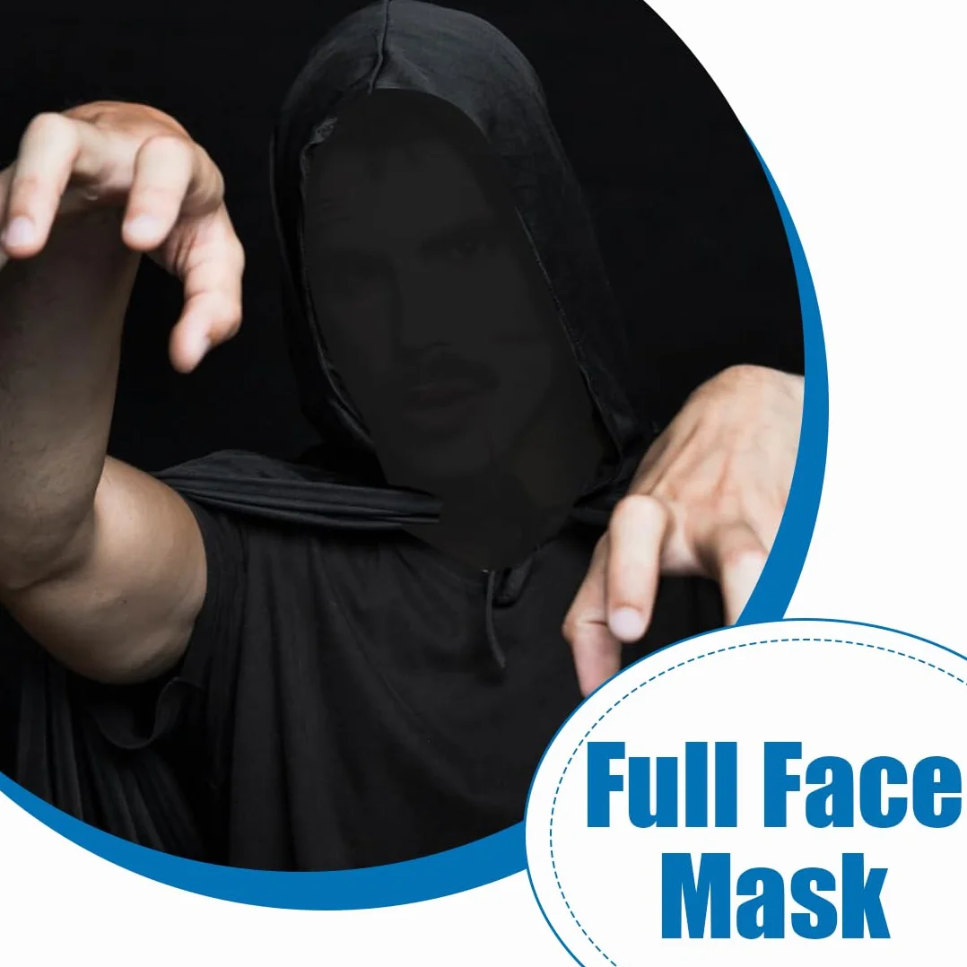 Masque Halloween Noir Masque Intégral Respirant Sans Visage Costume Fête Cosplay Unisexe 3 Pièces