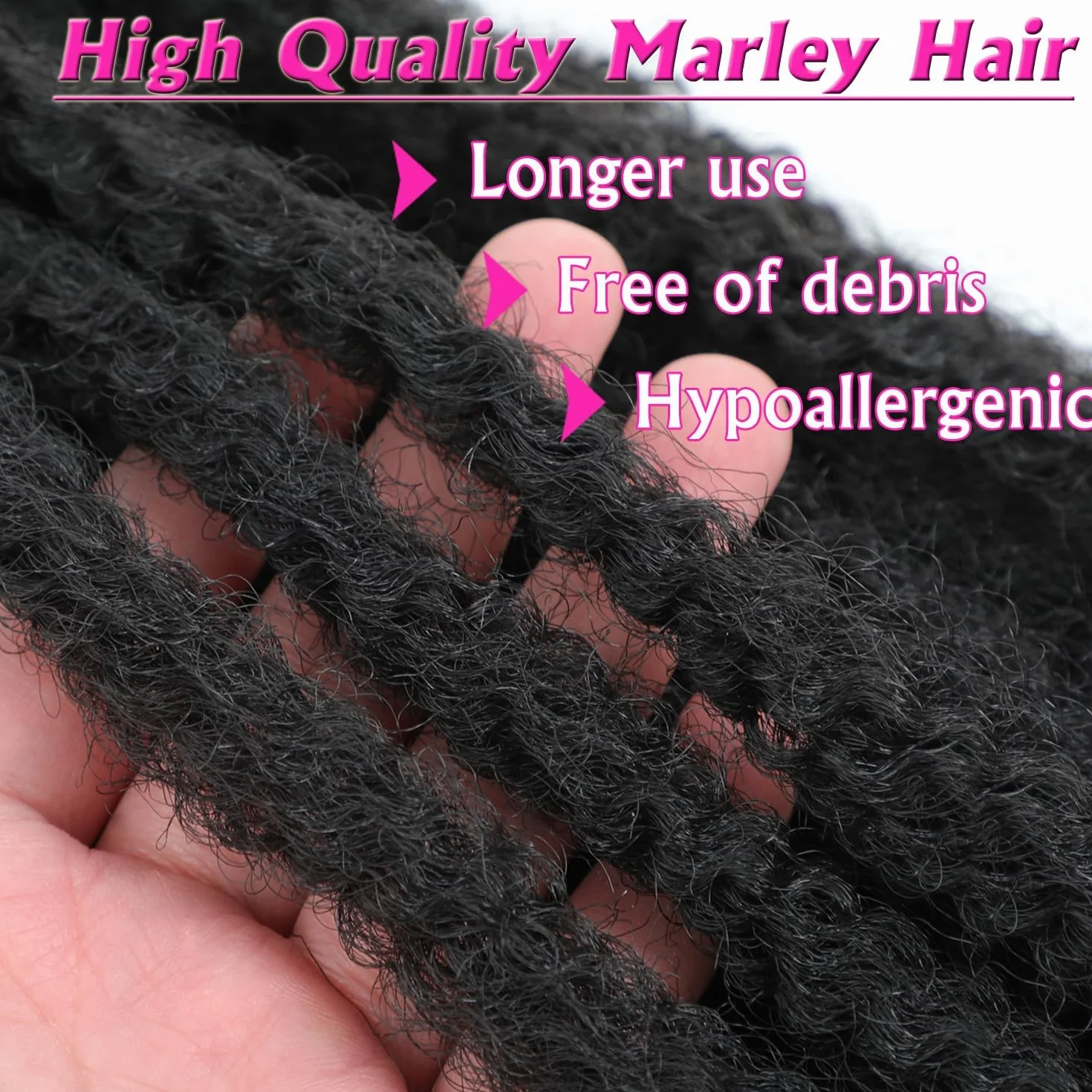 Enbeautiful Marley Twist Hair 24 Inch 8packs Marley Twists Braiding Hair Long Cuban Twist Hair Pre Fluffed Afro Kinky Curly Twists Crochet Hair Synthetic Marley Braids Extensions,1B#