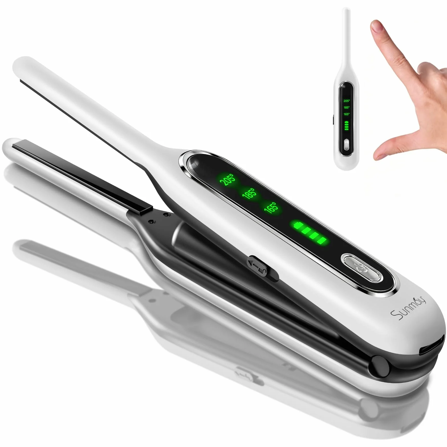 SUNMAY Voga Mini lisseur sans fil pour cheveux courts, petit fer plat 3/10" pour coupe Pixie et barbe, lisseur et bigoudi sans fil portable 2 en 1 pour voyage, batterie 5000 mAh