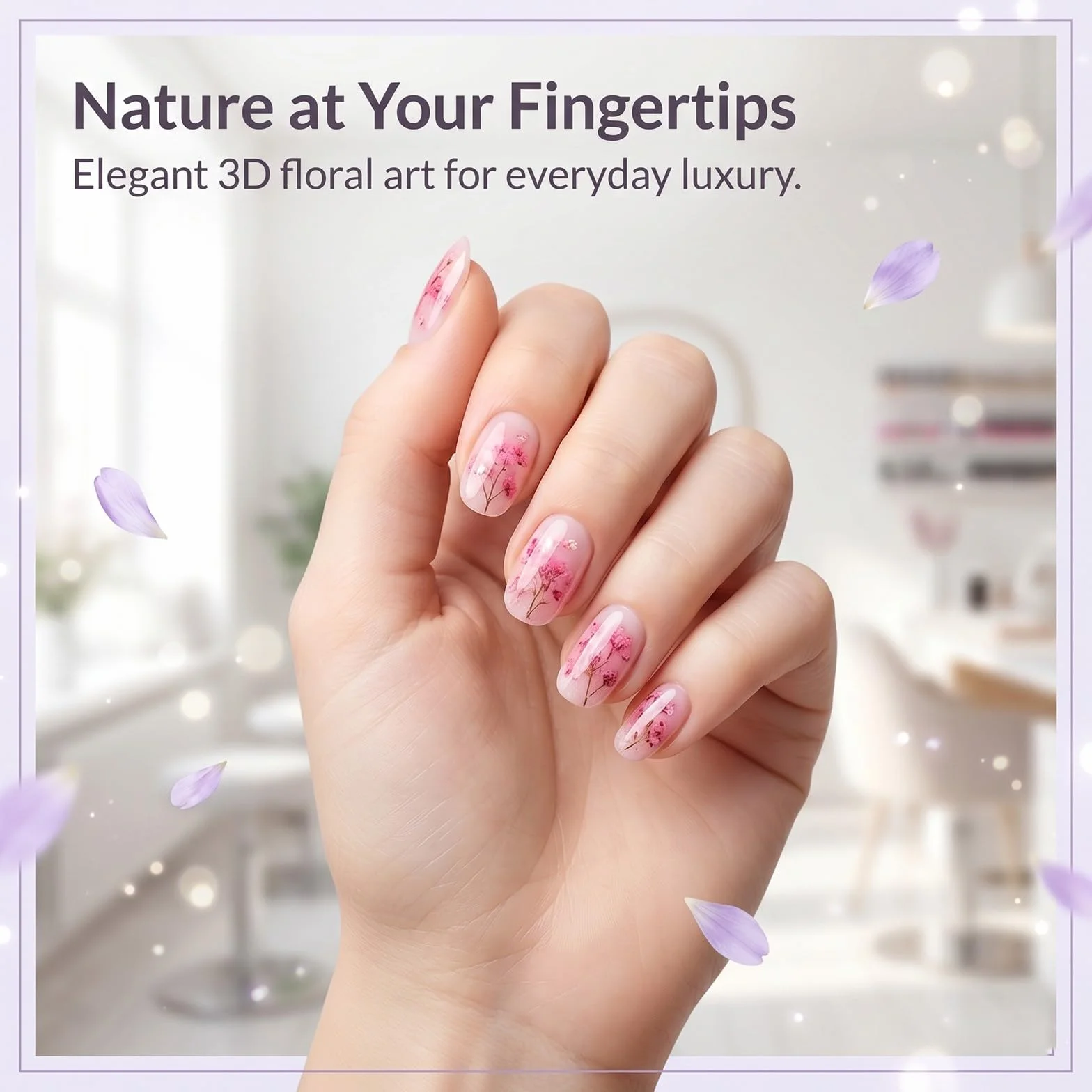 Fleurs Séchées Ongles 3 Pièces Nail Art Décoration Naturelle Blanc Jaune Rose Accessoires Manucure DIY Résine