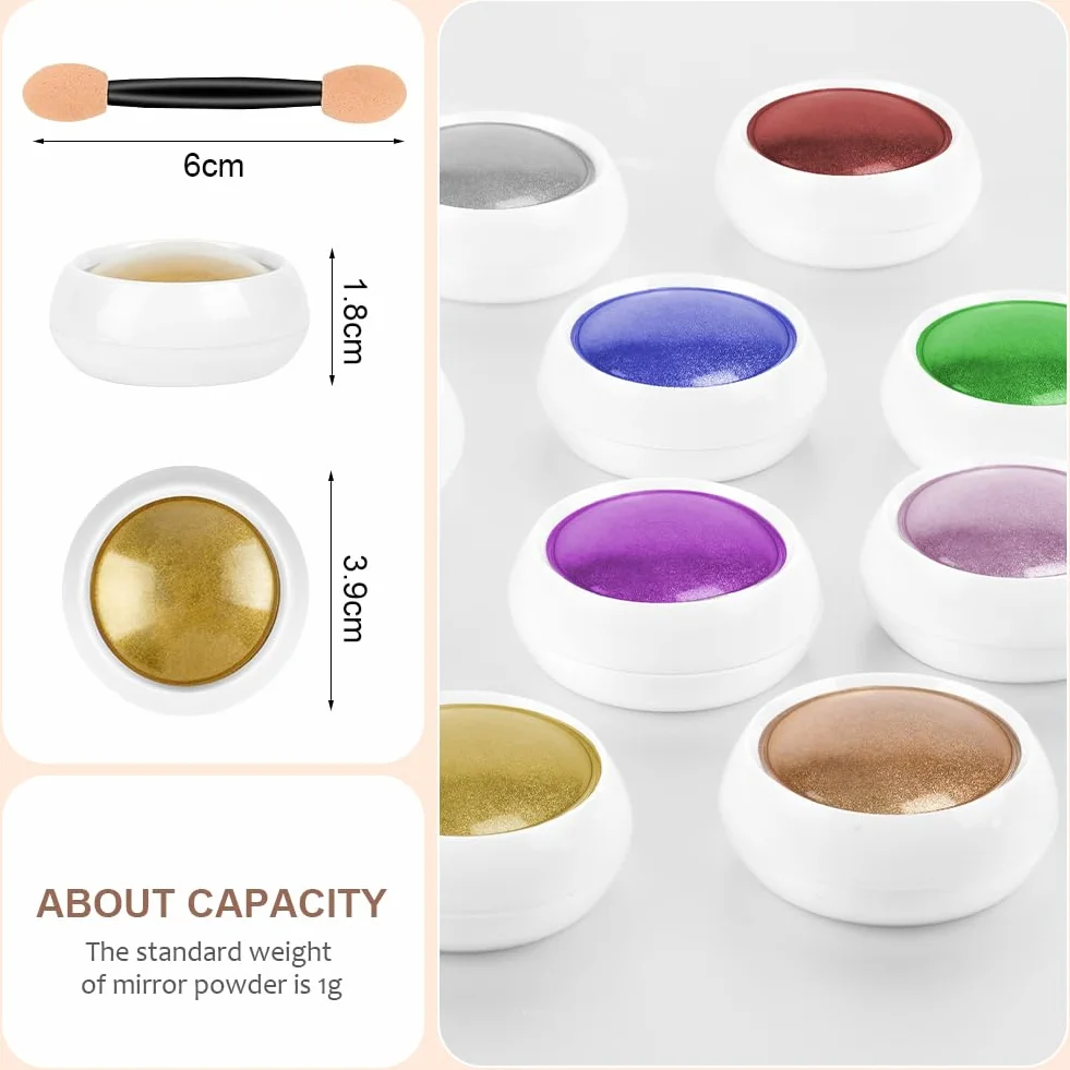 LOPHE Lot de 12 pots poudre à ongles effet miroir métallique brillant avec 12 bâtons ombres à paupières poudre pigmentée