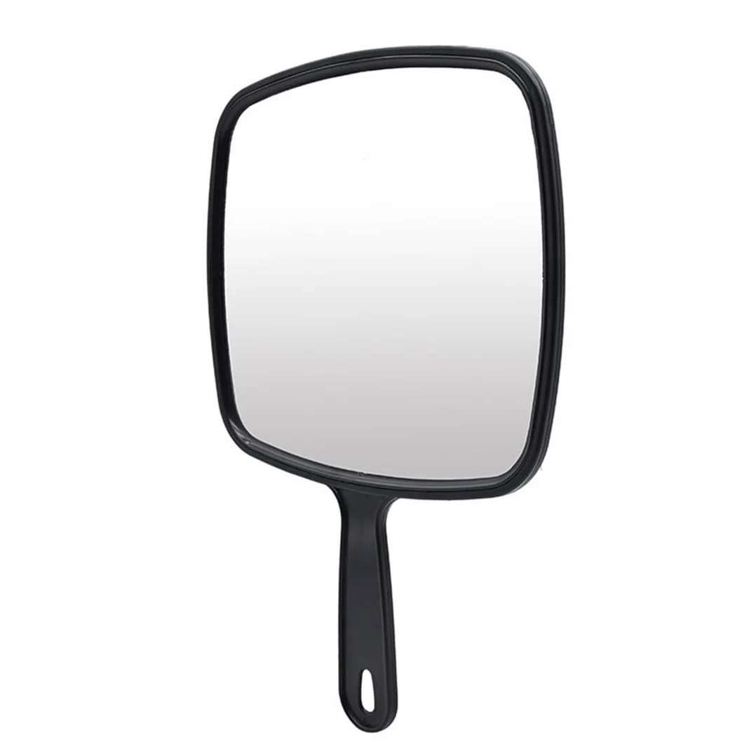 Miroir à Main Polyvalent 26.5x19cm Noir Miroir de Coiffure carré sans Distorsion