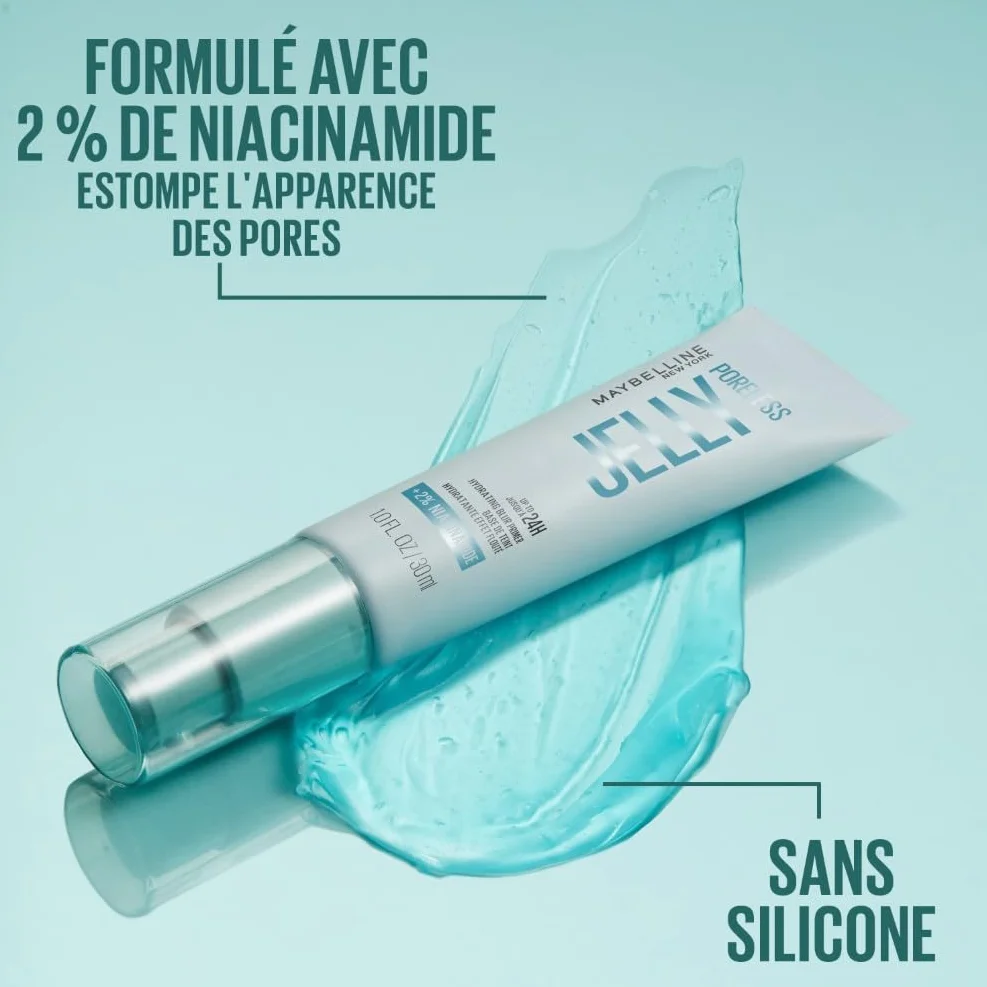 MAYBELLINE NEW YORK Poreless Jelly Base De Teint Floutante 24H Niacinamide Water Jelly 30 ml