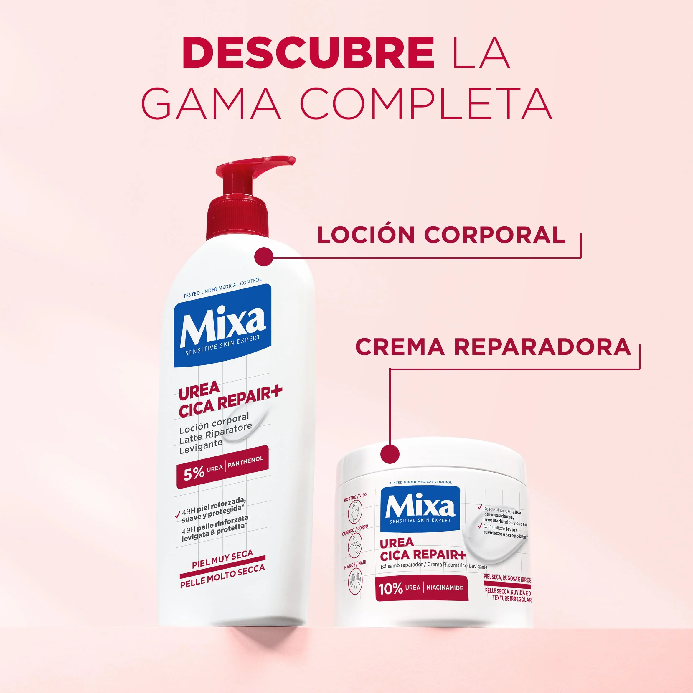 Mixa Pack Cream Cica Repair+ Urée 10% Panthénol pour peaux très sèches 400 ml x 2
