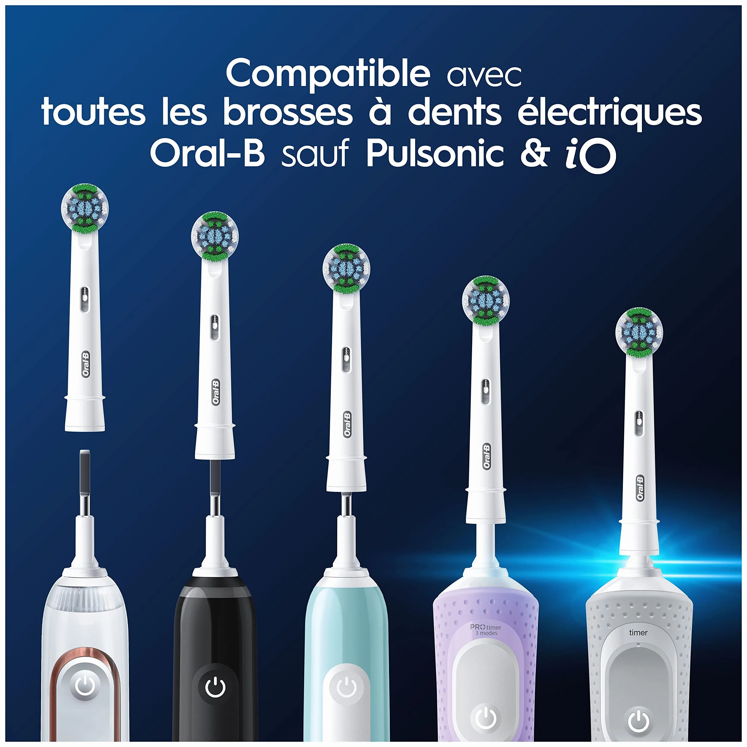 Oral-B Brossettes de Rechange Cross Action, Lot de 12, Blanches – Recharges Brosse à Dents Électrique Pro