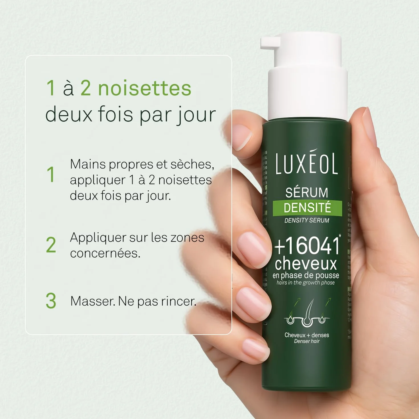 LUXEOL - Sérum Cheveux Densité - +16 041 Cheveux En Phrase De Pousse* - Apporte Hydratation, Brillance & Douceur - 97% D'Ingrédients D'Origine Naturelle - Sans Silicones - Fabriqué en France - 100 ml