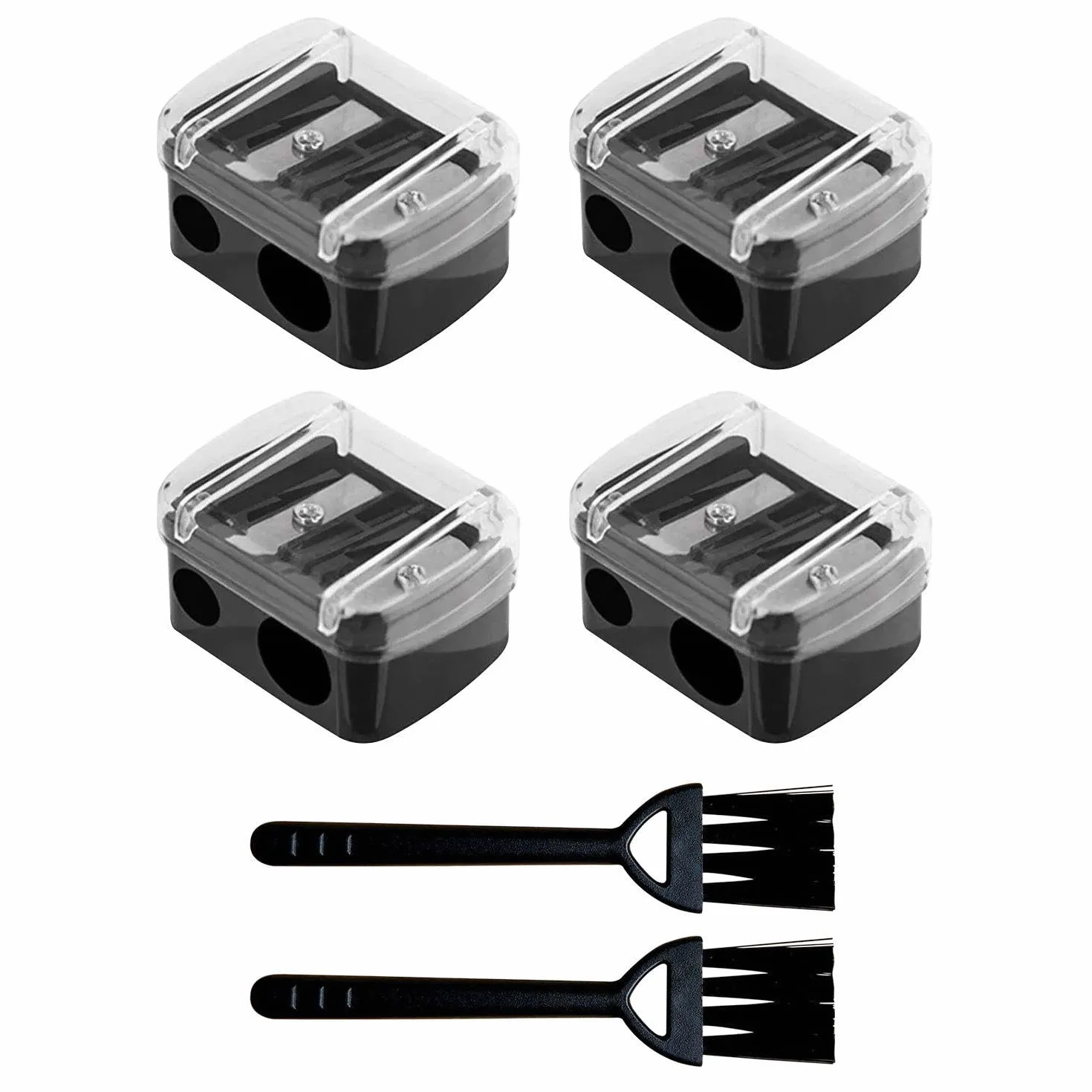 Taille-Crayon En Plastique Portable À Double Trou 4 Pièces Mini Pinceau De Nettoyage Bobine Crayon Eyeliner