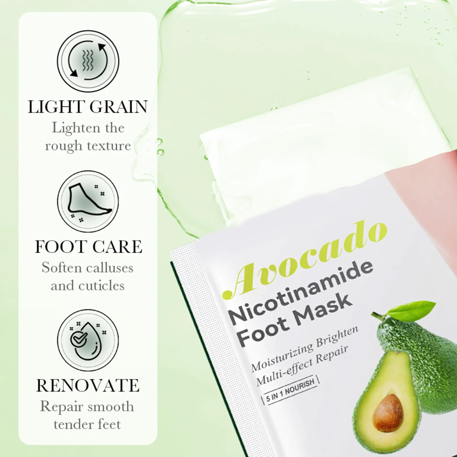 Masques Pieds Avocat Niacinamide Soin Hydratant Intense Pieds Secs Gercés